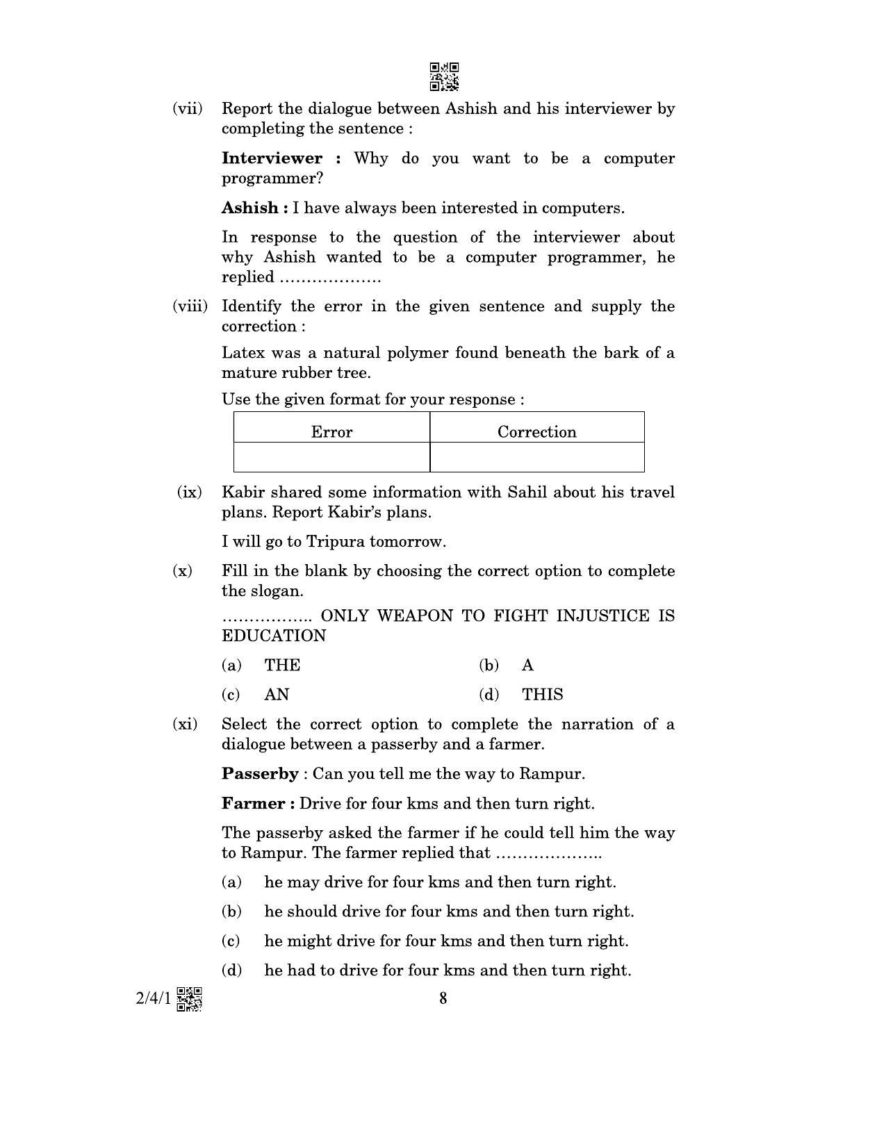 CBSE Class 10 2-4-1_English Language And Literature 2023 Question Paper - Page 8