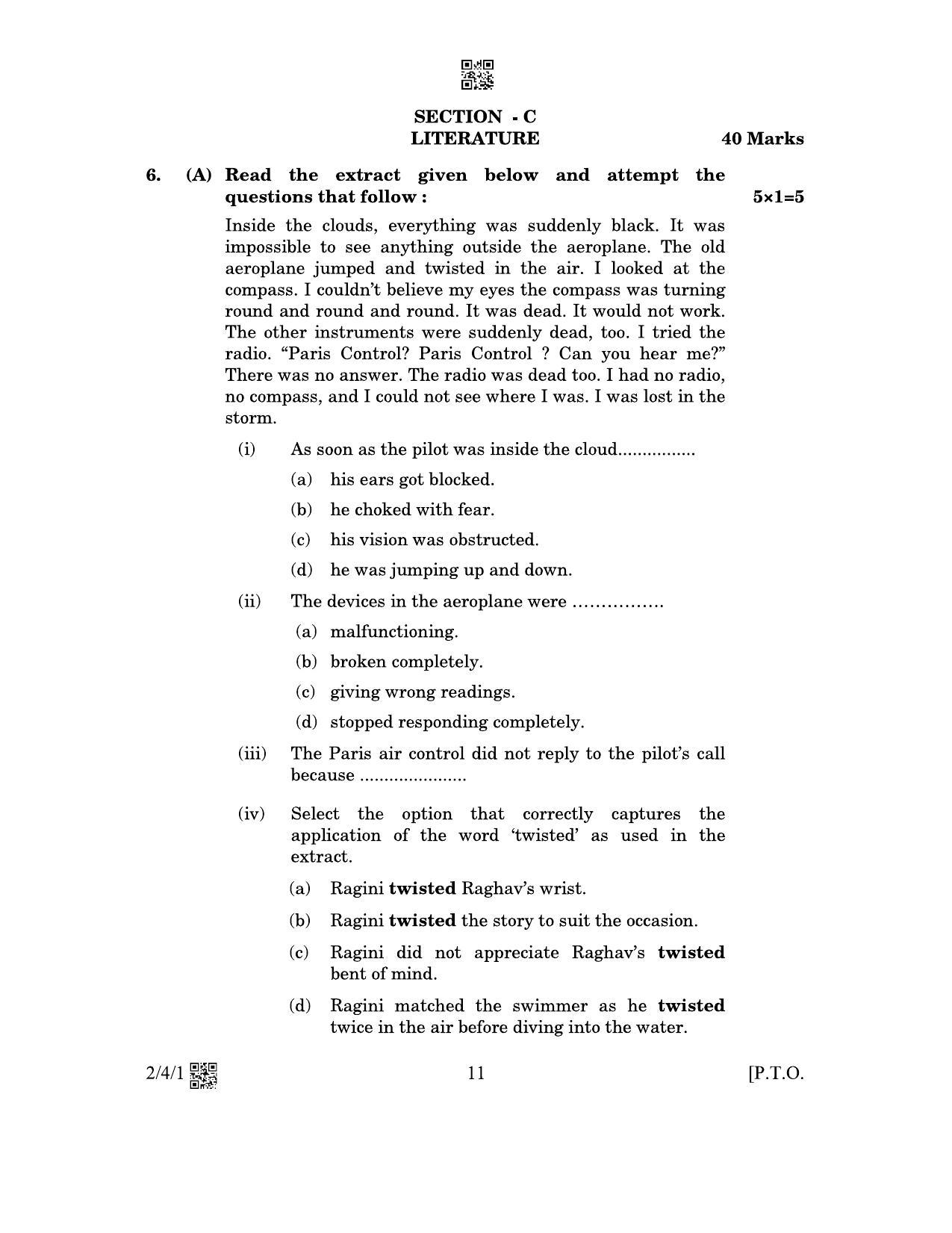 CBSE Class 10 2-4-1_English Language And Literature 2023 Question Paper - Page 11