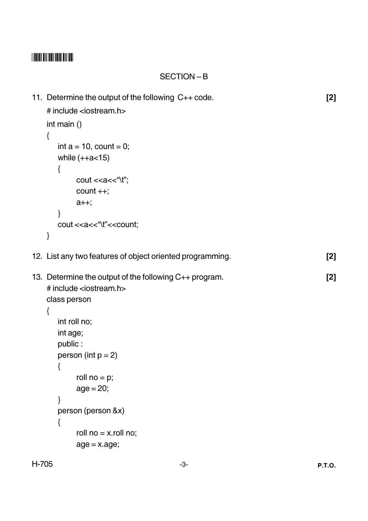 Goa Board Class 12 Computer Science  705 New Pattern Paper 1 (March 2018) Question Paper - Page 3