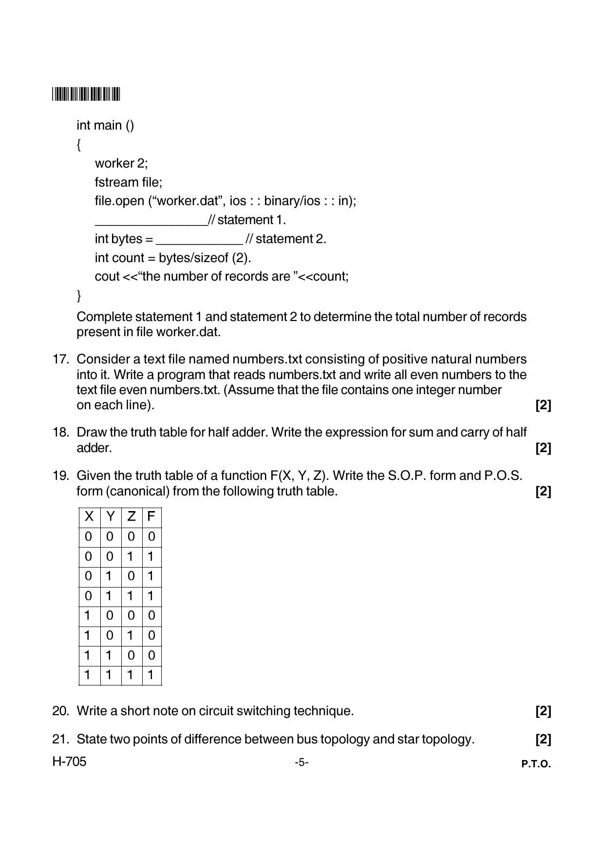 Goa Board Class 12 Computer Science  705 New Pattern Paper 1 (March 2018) Question Paper - Page 5