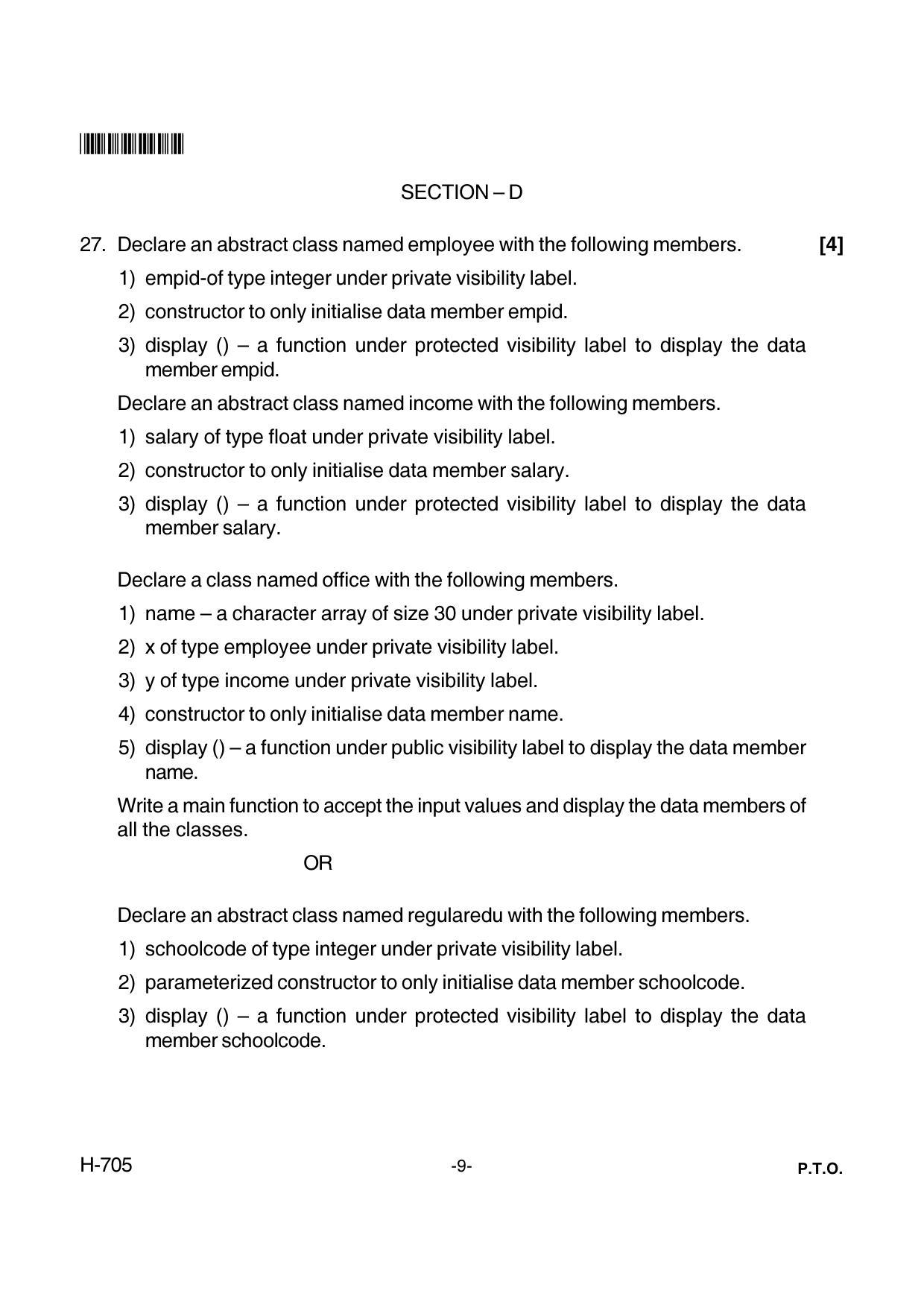 Goa Board Class 12 Computer Science  705 New Pattern Paper 1 (March 2018) Question Paper - Page 9