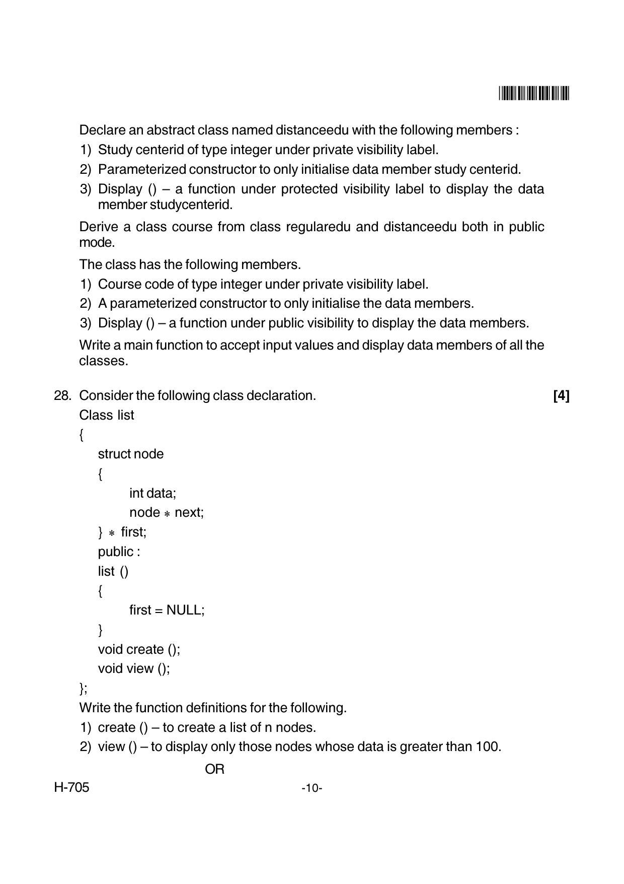 Goa Board Class 12 Computer Science  705 New Pattern Paper 1 (March 2018) Question Paper - Page 10