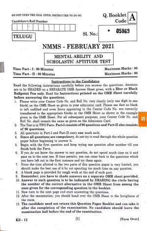 NMMS Feb 2021 - Booklet Code-A (Telugu Medium)
