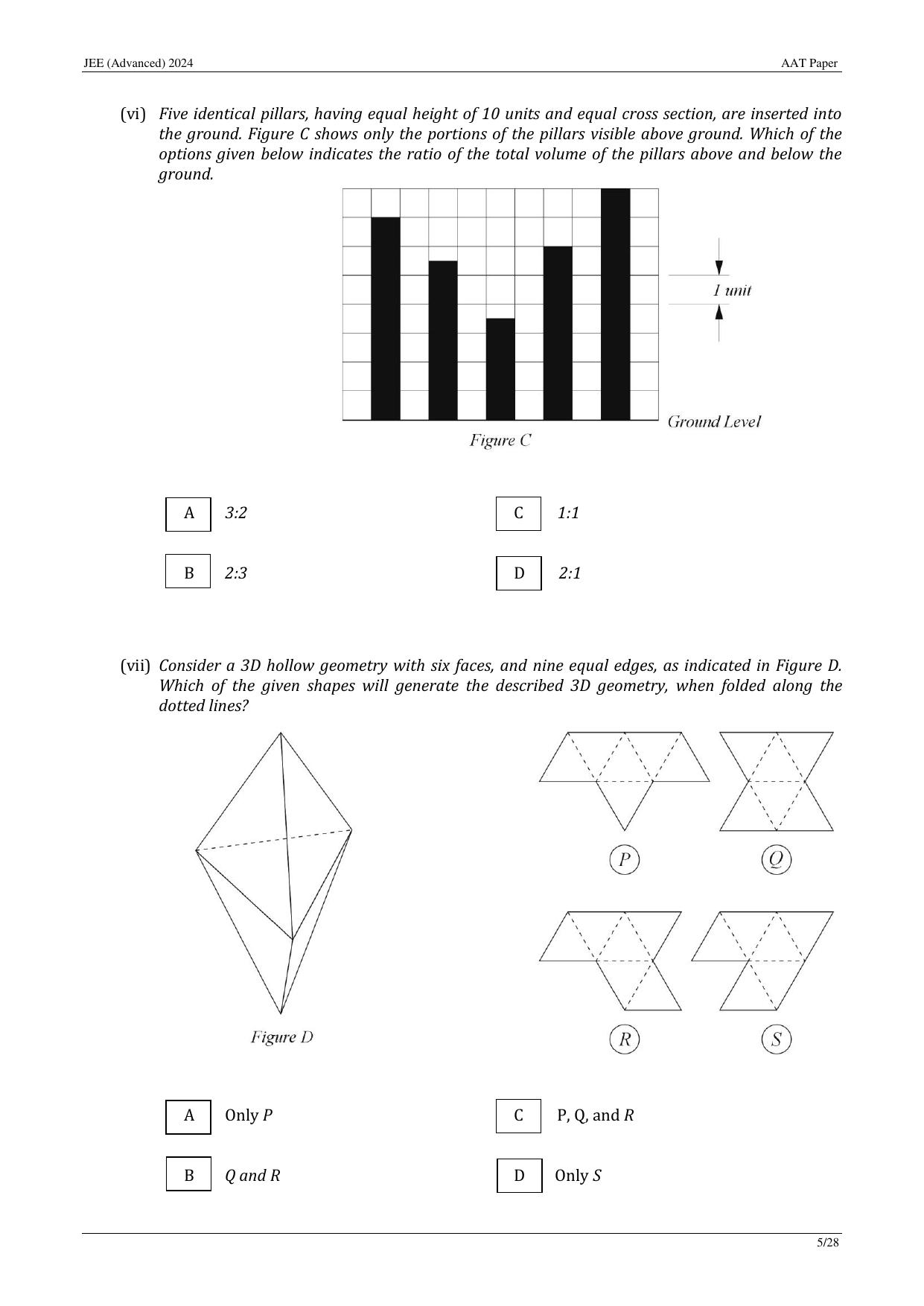 JEE Advanced AAT 2024 Question Paper - Page 5
