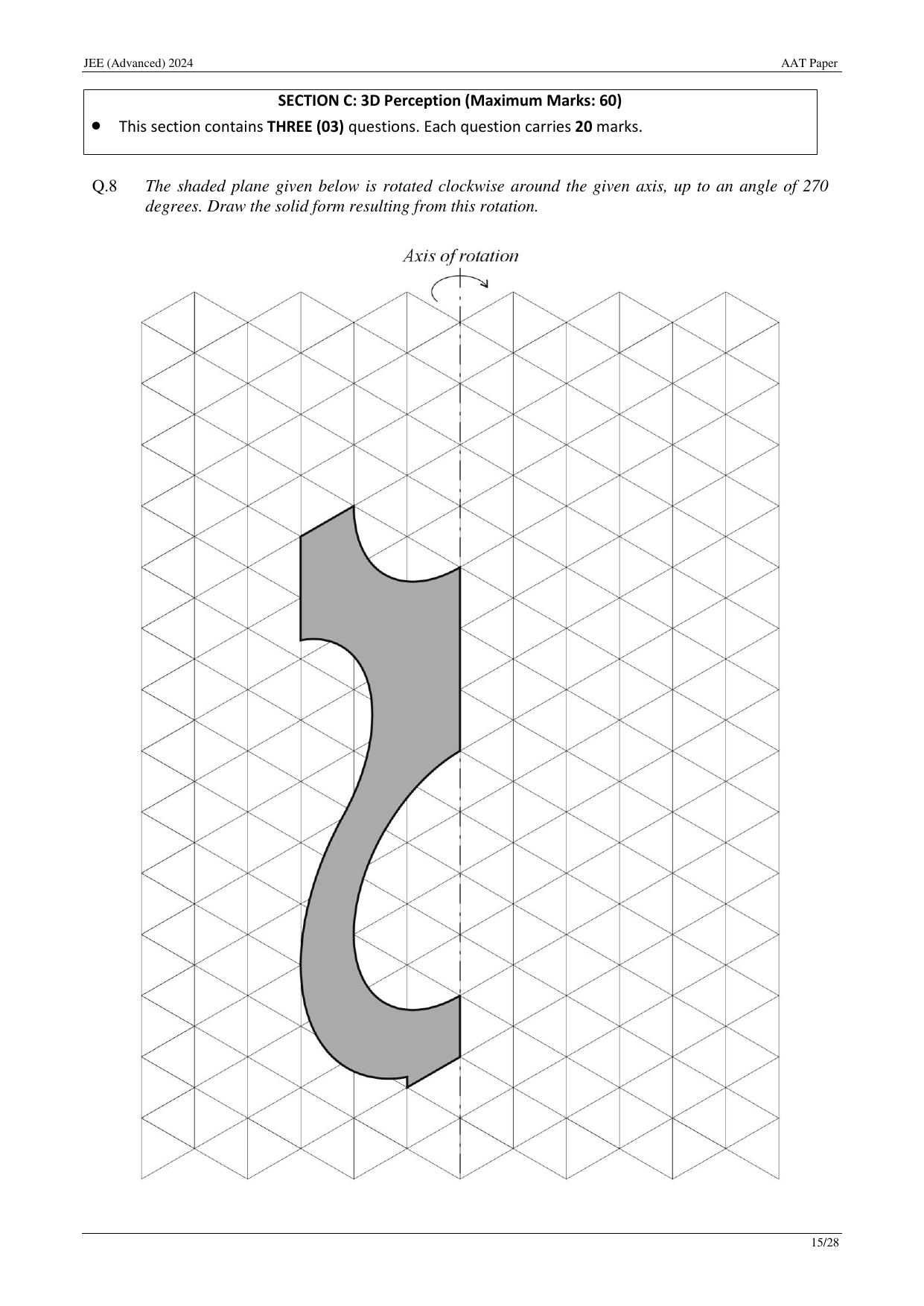 JEE Advanced AAT 2024 Question Paper - Page 15