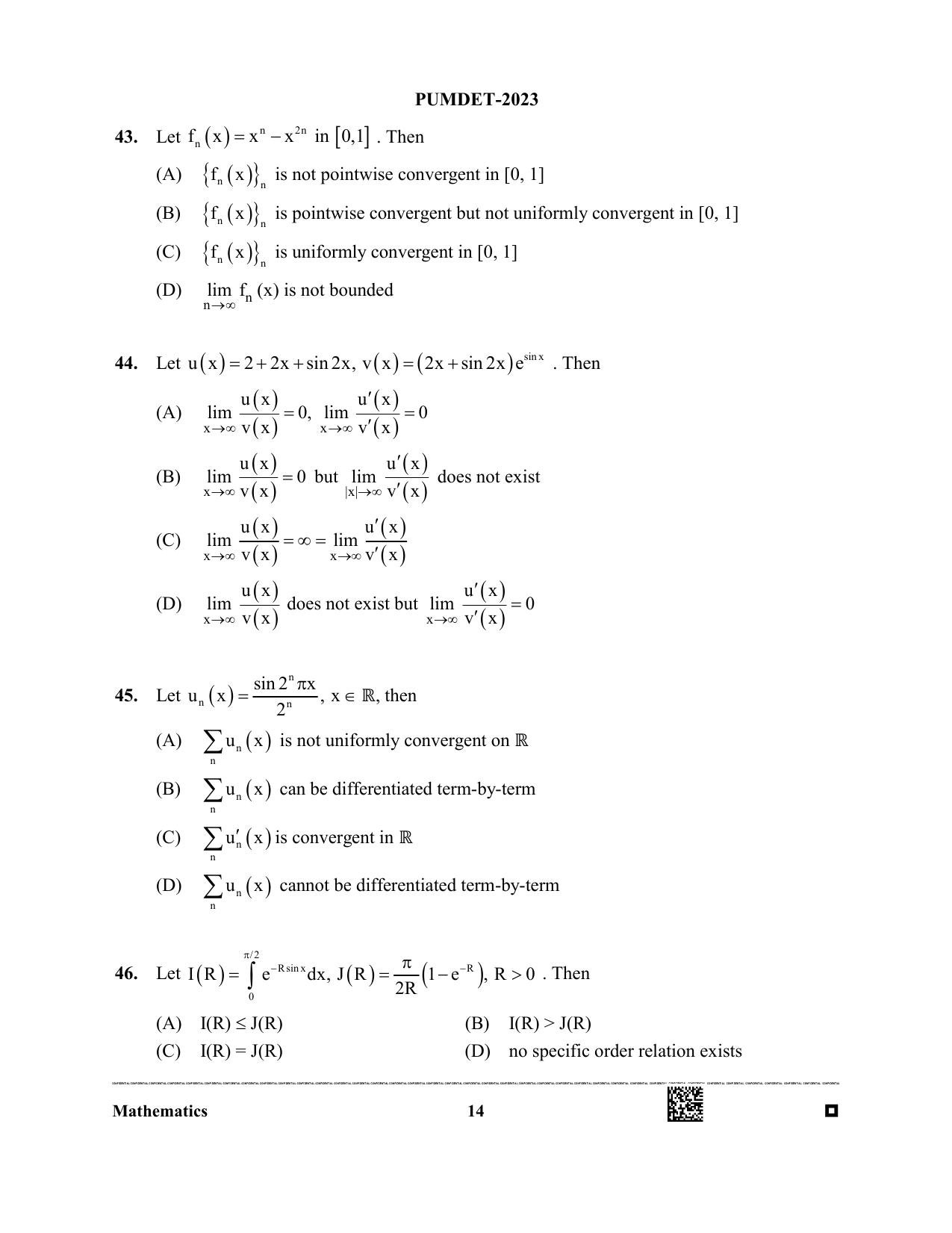 PUBDET 2023 Mathematics Question Paper - Page 14