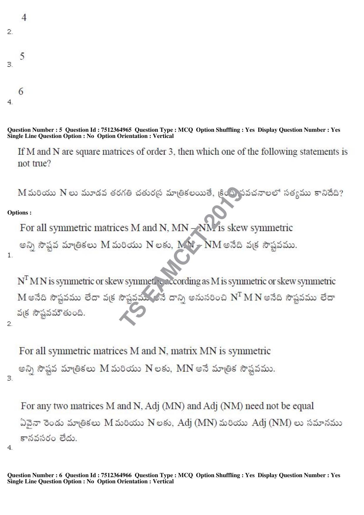 TS EAMCET 2019 Engineering Question Paper with Key (6 May 2019 Forenoon) - Page 4