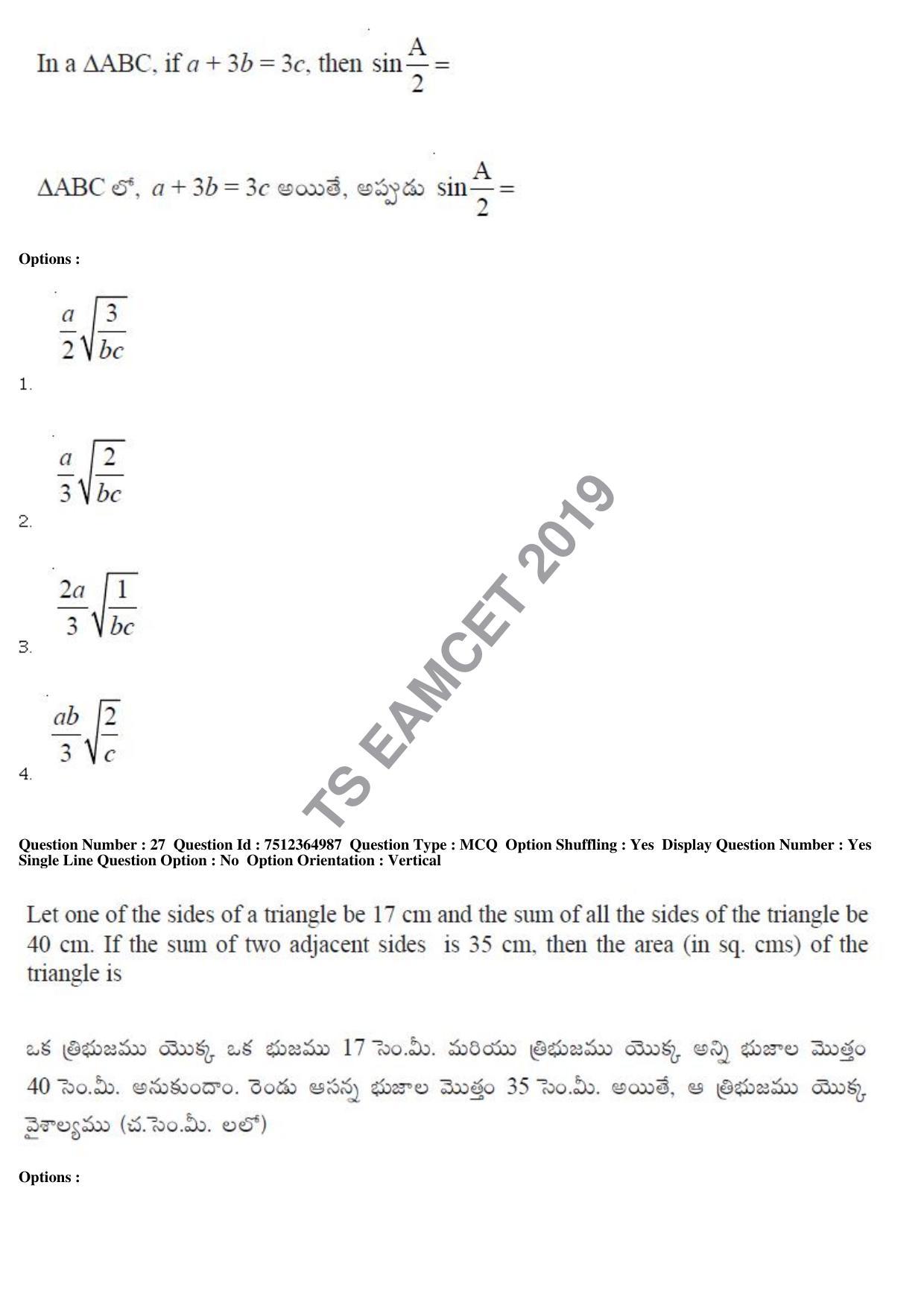 TS EAMCET 2019 Engineering Question Paper with Key (6 May 2019 Forenoon) - Page 18