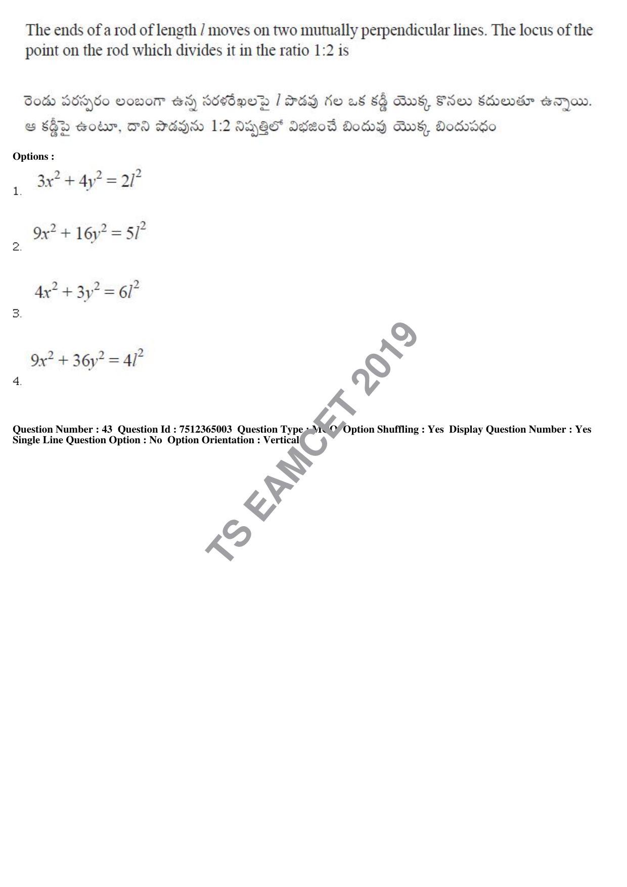 TS EAMCET 2019 Engineering Question Paper with Key (6 May 2019 Forenoon) - Page 29