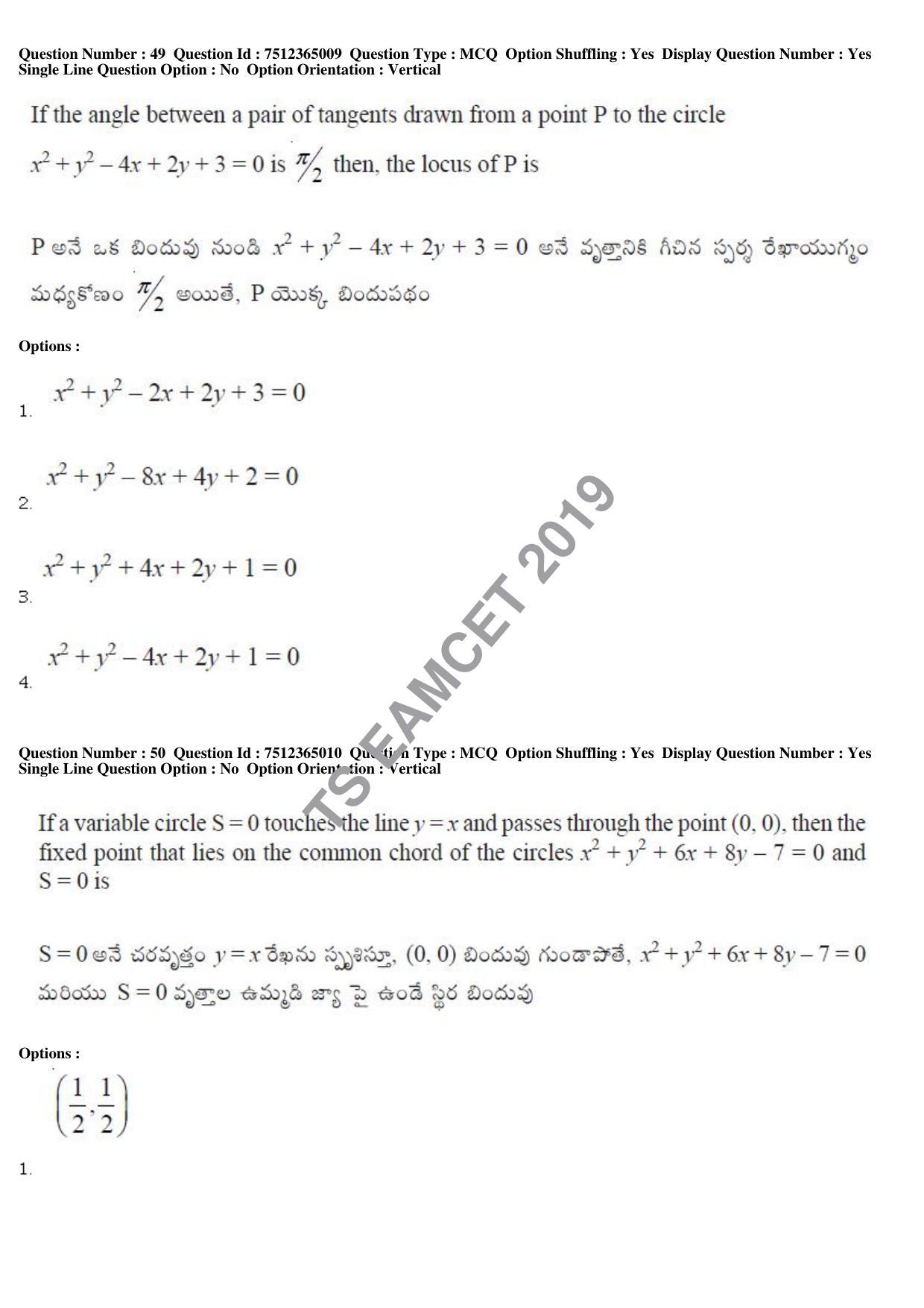 TS EAMCET 2019 Engineering Question Paper with Key (6 May 2019 Forenoon) - Page 34