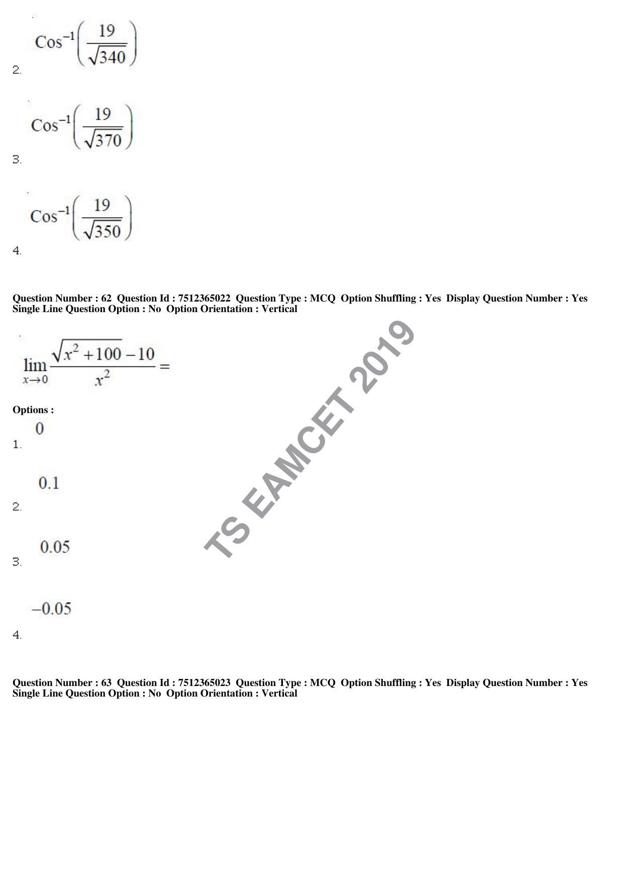 TS EAMCET 2019 Engineering Question Paper with Key (6 May 2019 Forenoon) - Page 42