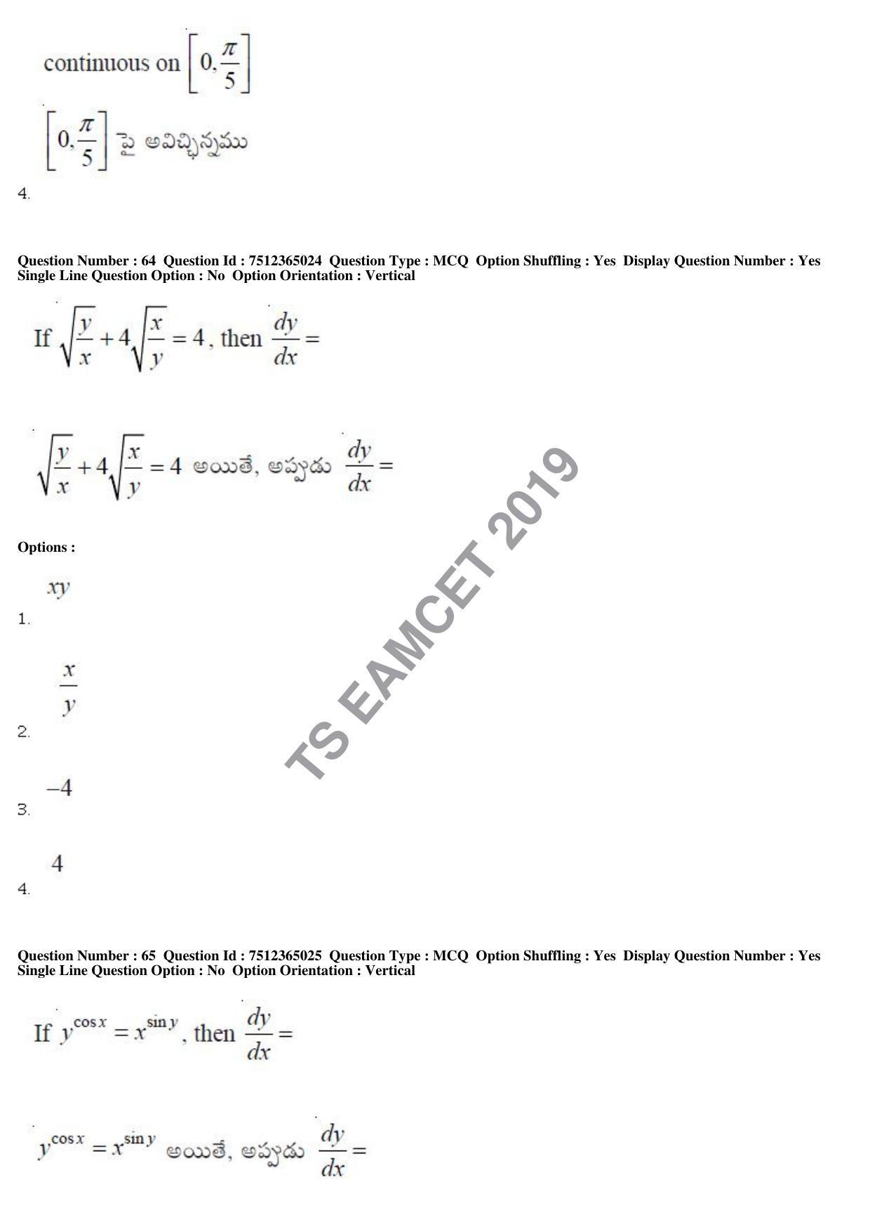 TS EAMCET 2019 Engineering Question Paper with Key (6 May 2019 Forenoon) - Page 44