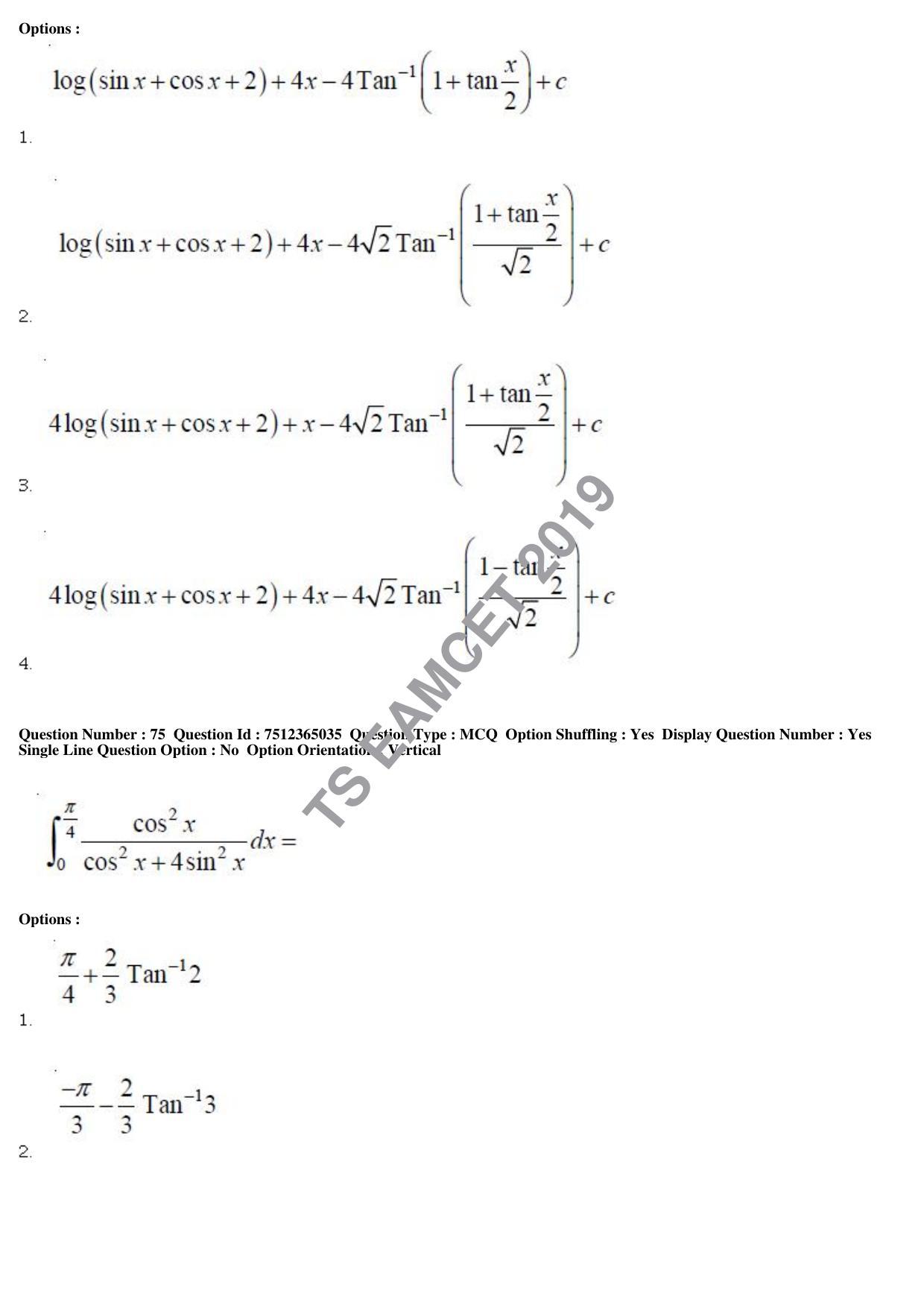 TS EAMCET 2019 Engineering Question Paper with Key (6 May 2019 Forenoon) - Page 51