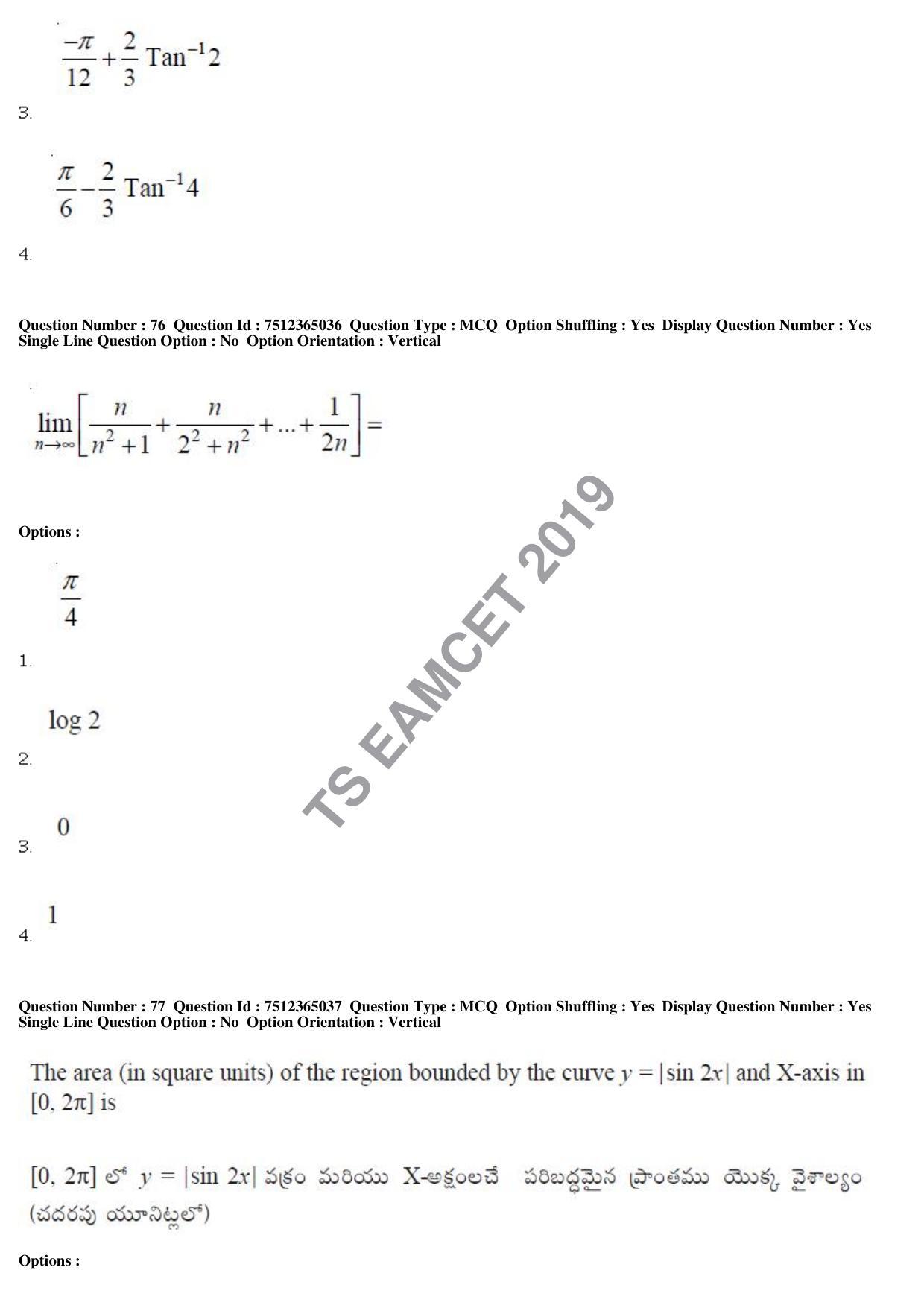 TS EAMCET 2019 Engineering Question Paper with Key (6 May 2019 Forenoon) - Page 52