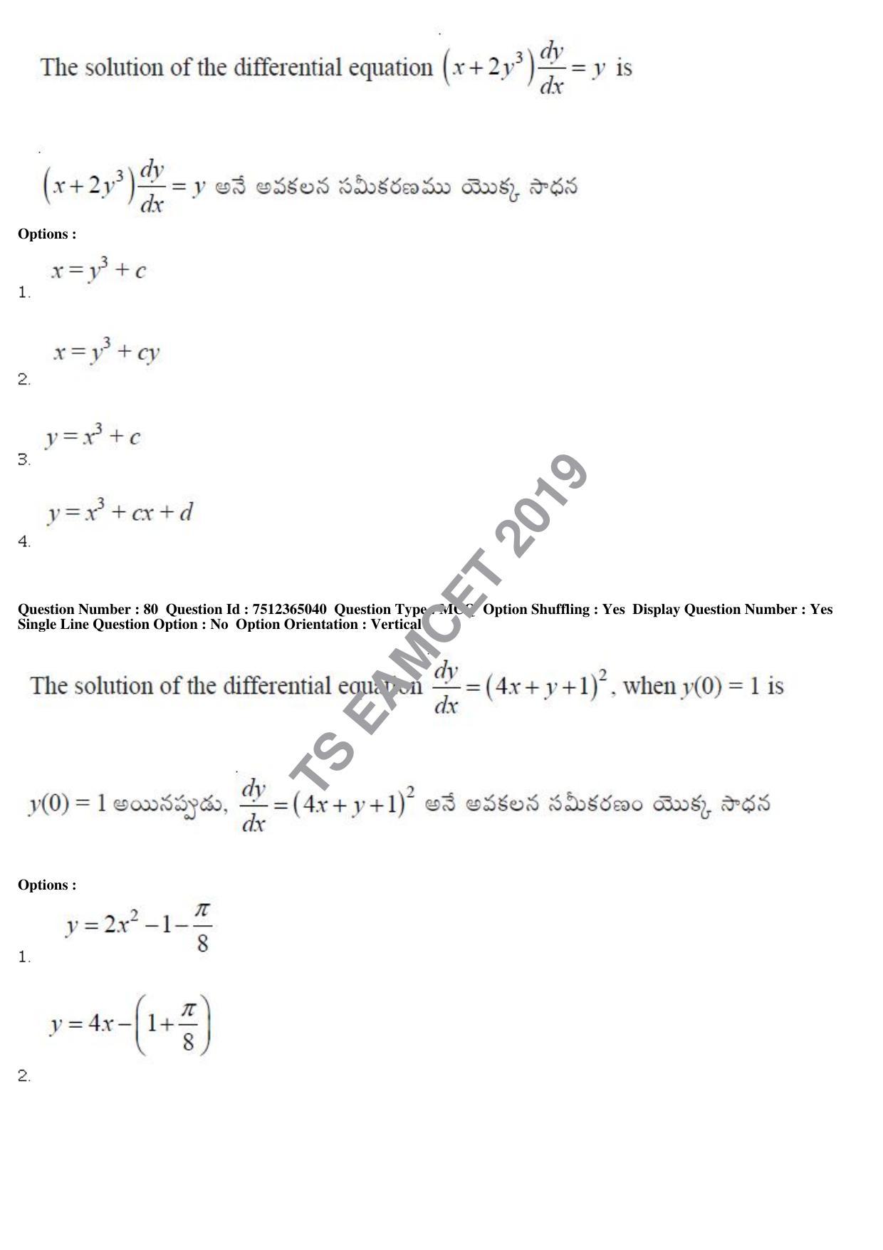 TS EAMCET 2019 Engineering Question Paper with Key (6 May 2019 Forenoon) - Page 54