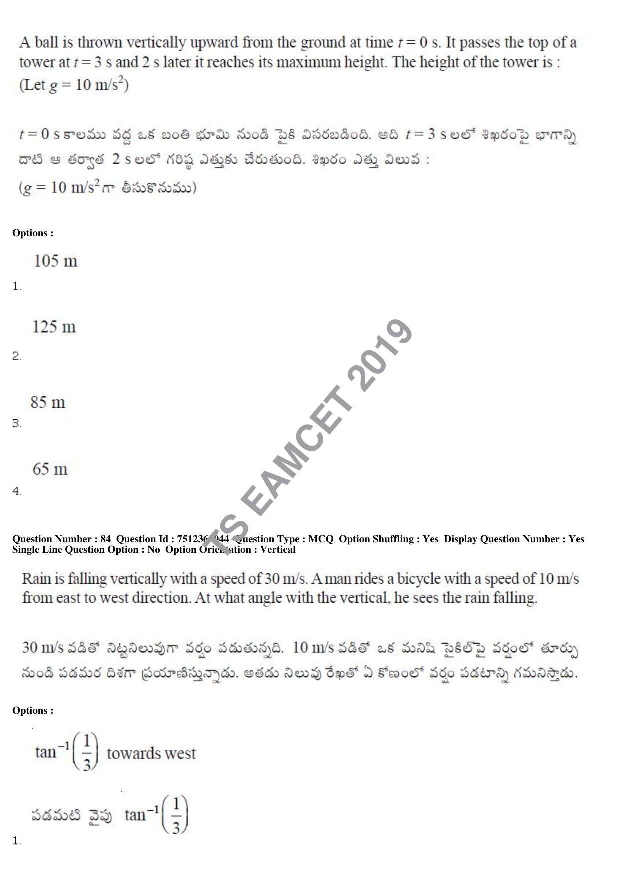 TS EAMCET 2019 Engineering Question Paper with Key (6 May 2019 Forenoon) - Page 57
