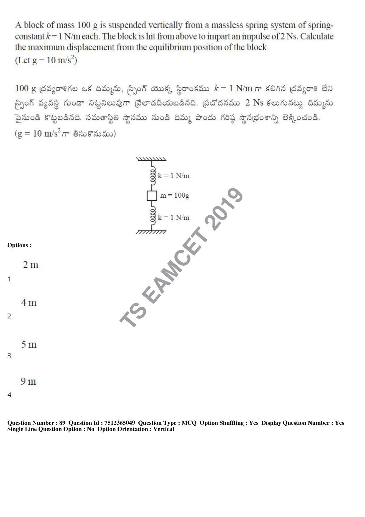 TS EAMCET 2019 Engineering Question Paper with Key (6 May 2019 Forenoon) - Page 61