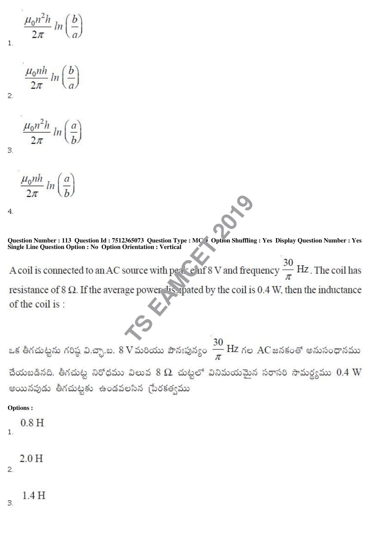 TS EAMCET 2019 Engineering Question Paper with Key (6 May 2019 Forenoon) - Page 79