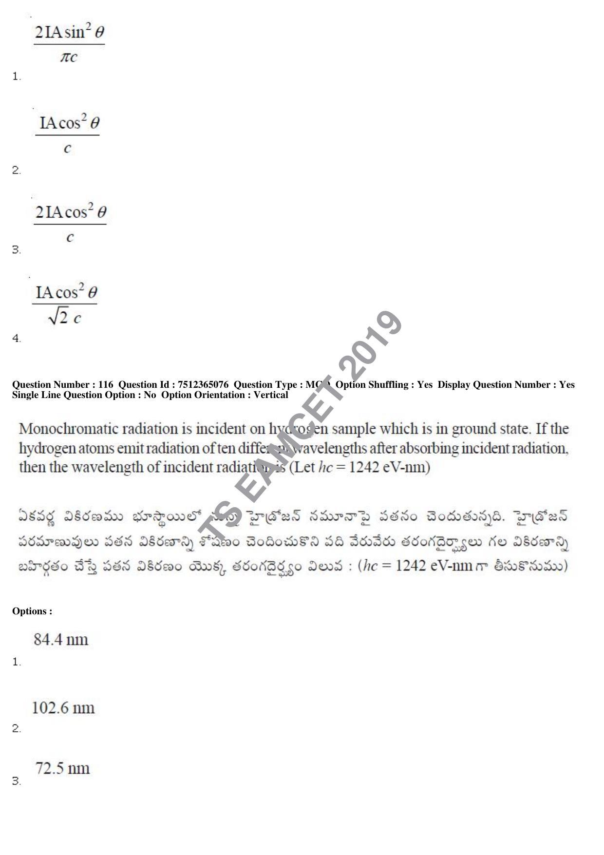 TS EAMCET 2019 Engineering Question Paper with Key (6 May 2019 Forenoon) - Page 81