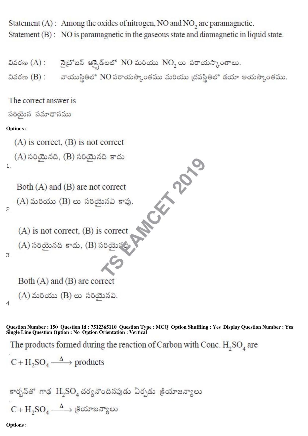 TS EAMCET 2019 Engineering Question Paper with Key (6 May 2019 Forenoon) - Page 106