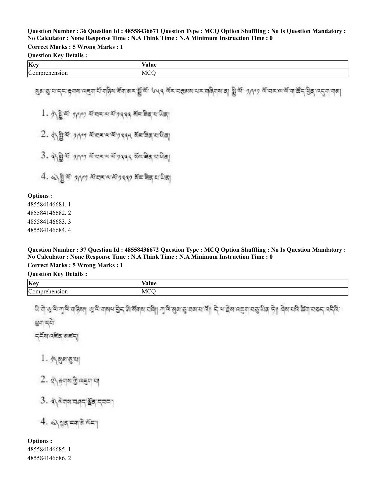 CUET 2023 English Tibetan Shift 3 Question Papers  - Page 67