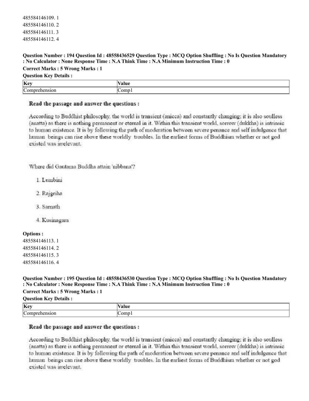 CUET 2023 English Tibetan Shift 3 Question Papers  - Page 164