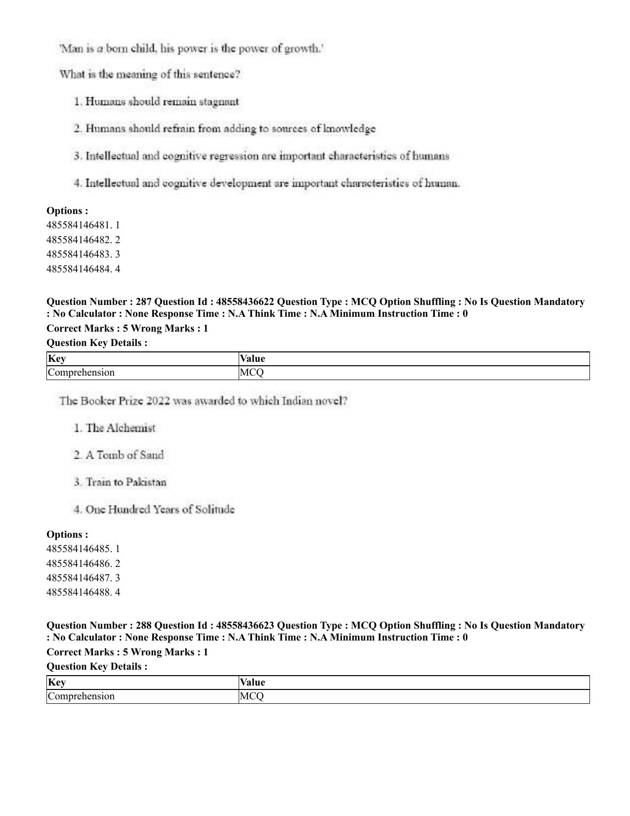 CUET 2023 English Tibetan Shift 3 Question Papers  - Page 219
