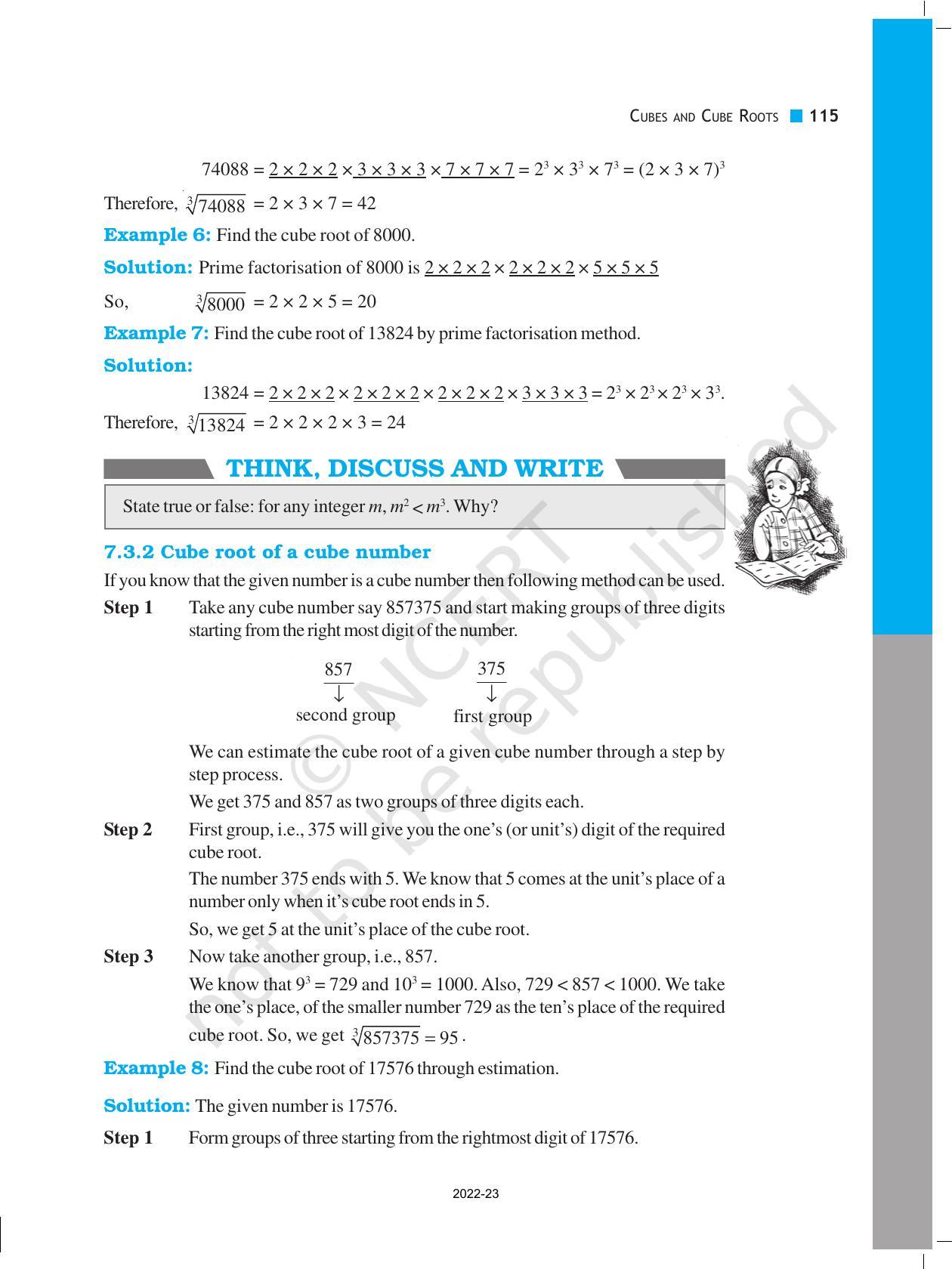 NCERT Book for Class 8 Maths Chapter 7 Cubes and Cube Roots - Page 7