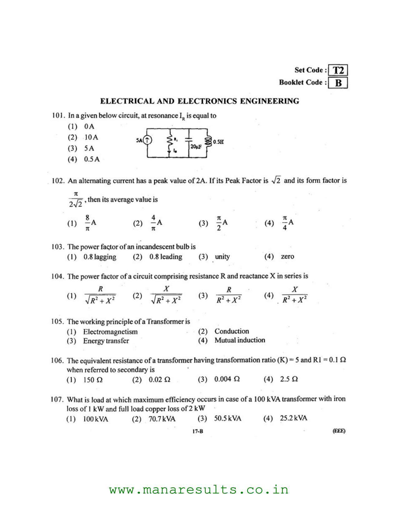 AP ECET 2016 Electrical and Electronics Engineering Old Previous Question Papers - Page 16