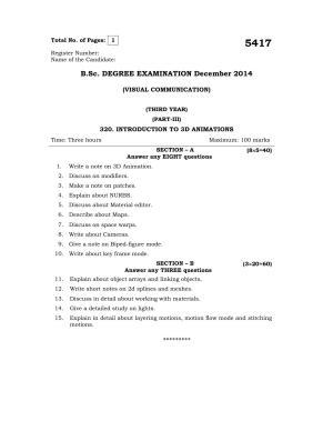 Annamalai University Introduction To 3d Animations B.Sc Visual Communication December 2014 Question Papers