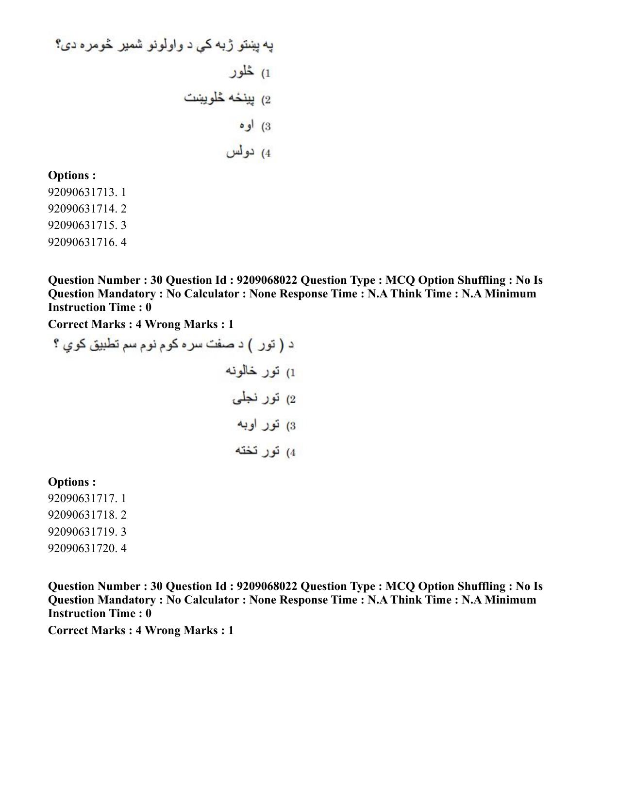 CUET PG 2023: LAQP29 – Pashto (Hindi)-Shift 2 (08-06-2023) Question Paper - Page 47