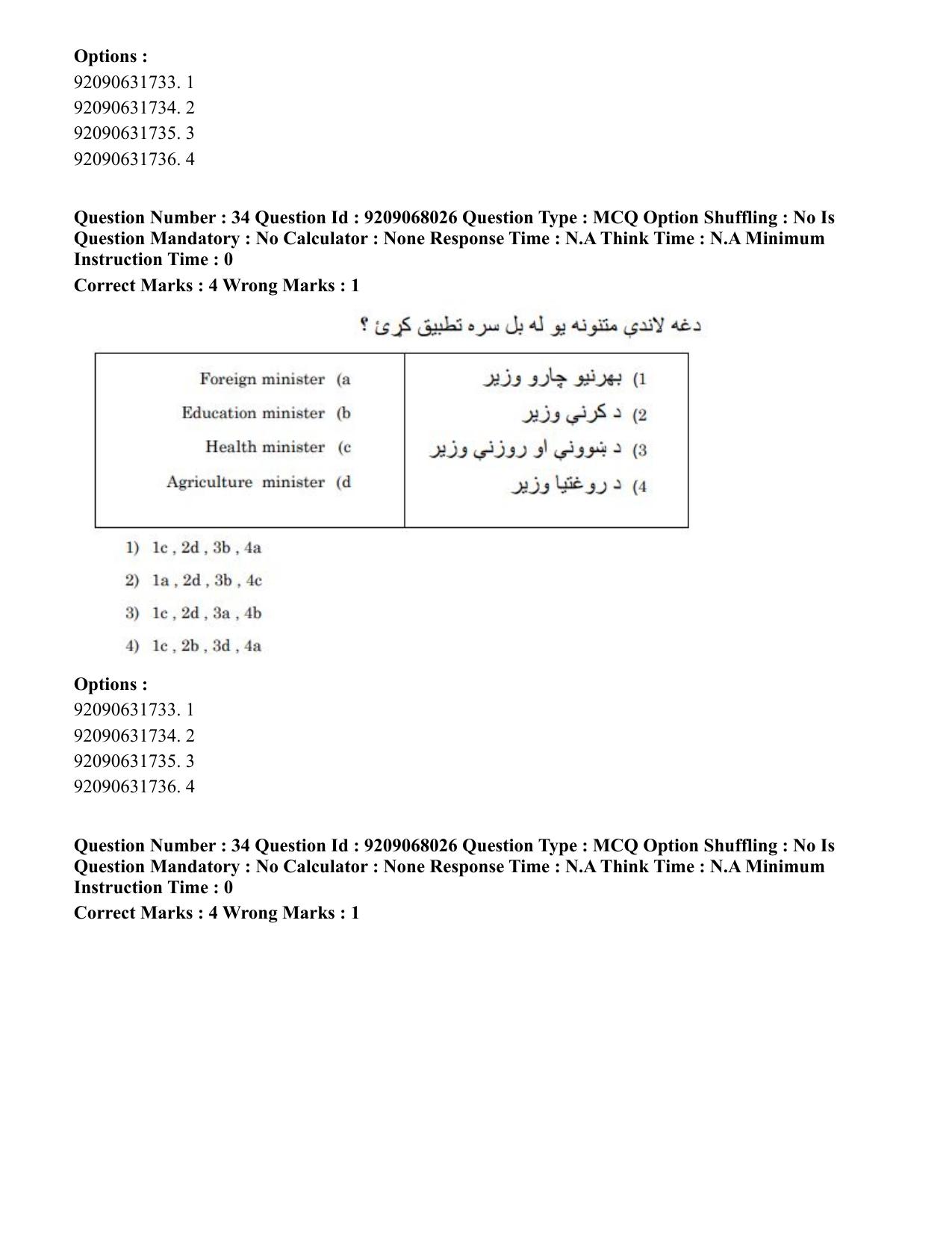 CUET PG 2023: LAQP29 – Pashto (Hindi)-Shift 2 (08-06-2023) Question Paper - Page 54