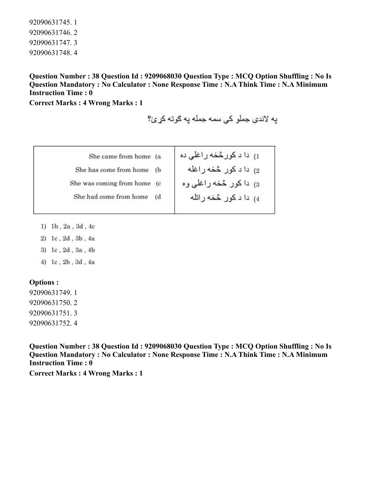 CUET PG 2023: LAQP29 – Pashto (Hindi)-Shift 2 (08-06-2023) Question Paper - Page 60