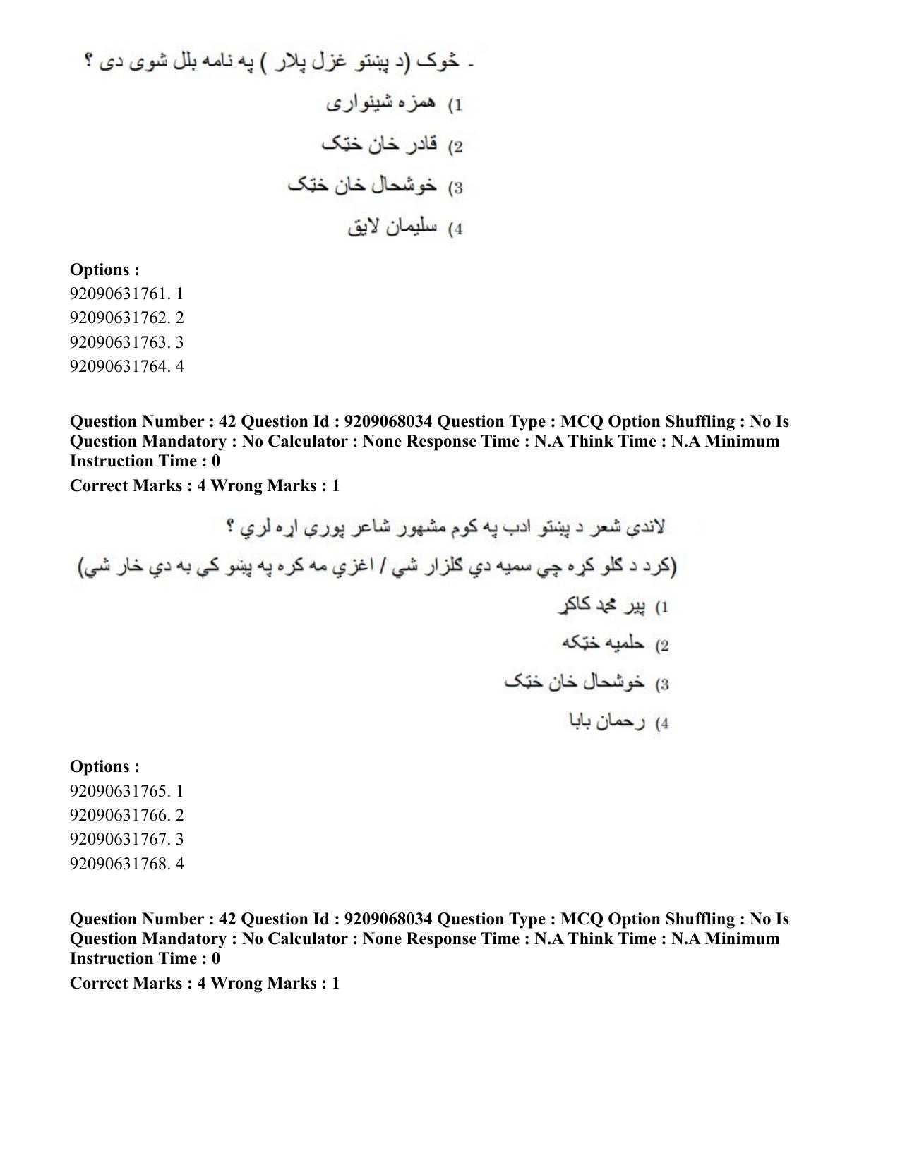 CUET PG 2023: LAQP29 – Pashto (Hindi)-Shift 2 (08-06-2023) Question Paper - Page 67