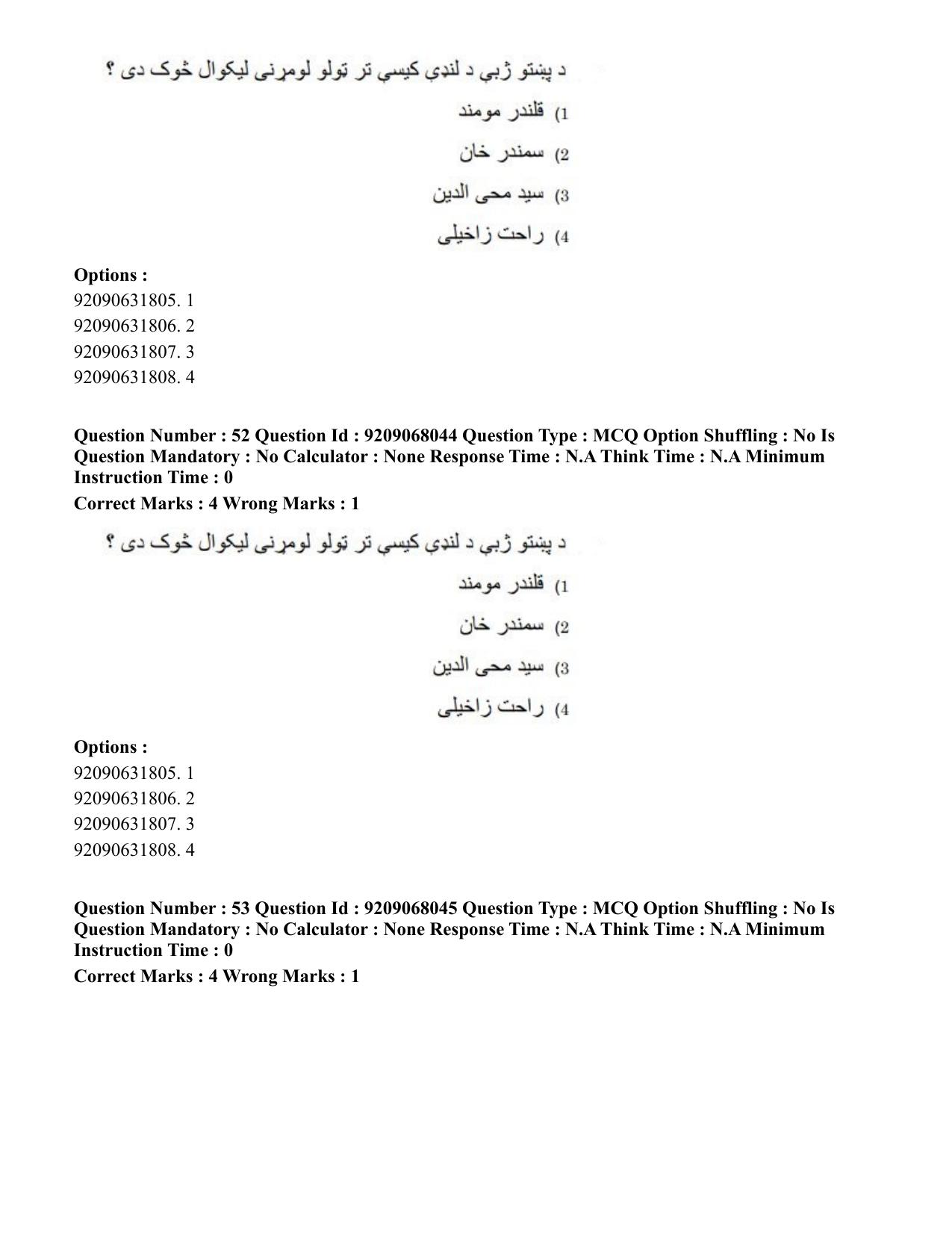 CUET PG 2023: LAQP29 – Pashto (Hindi)-Shift 2 (08-06-2023) Question Paper - Page 83