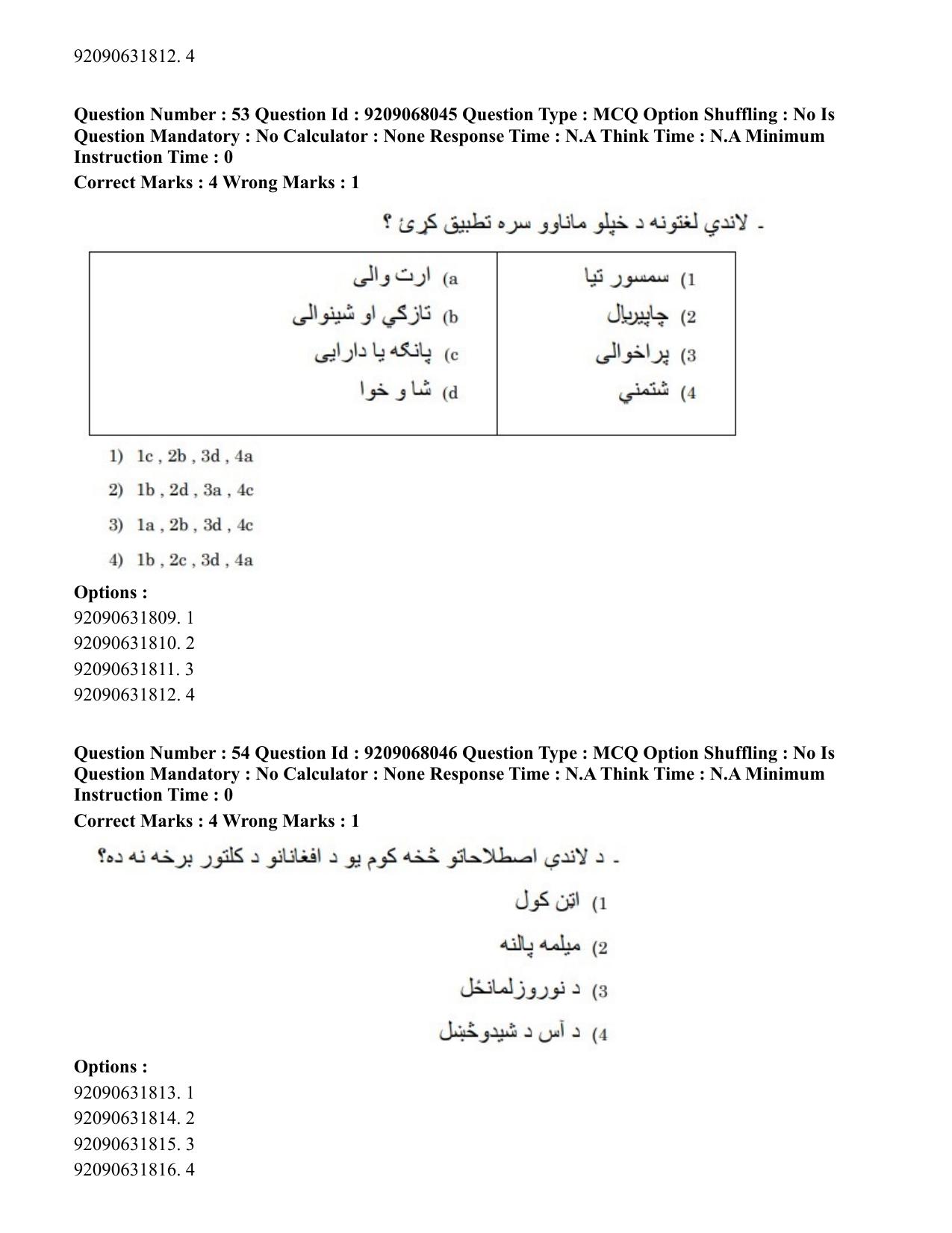 CUET PG 2023: LAQP29 – Pashto (Hindi)-Shift 2 (08-06-2023) Question Paper - Page 85