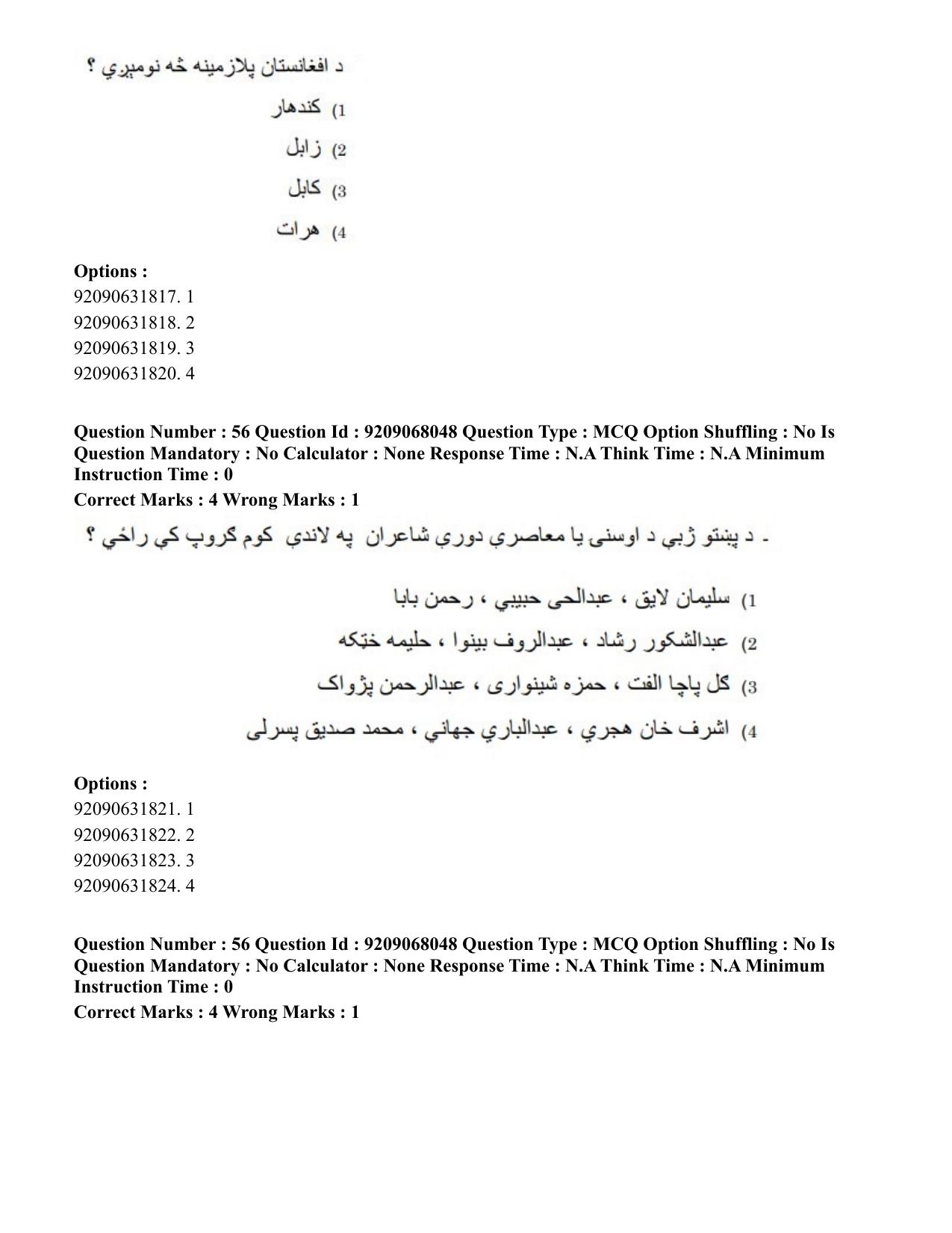 CUET PG 2023: LAQP29 – Pashto (Hindi)-Shift 2 (08-06-2023) Question Paper - Page 88