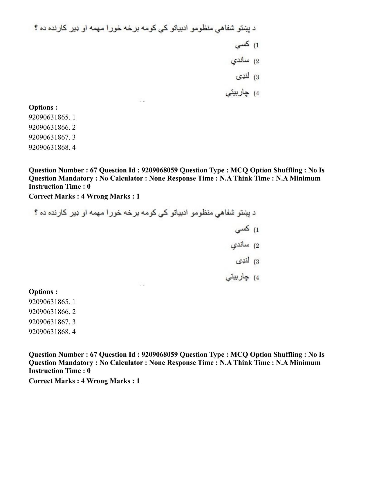 CUET PG 2023: LAQP29 – Pashto (Hindi)-Shift 2 (08-06-2023) Question Paper - Page 105