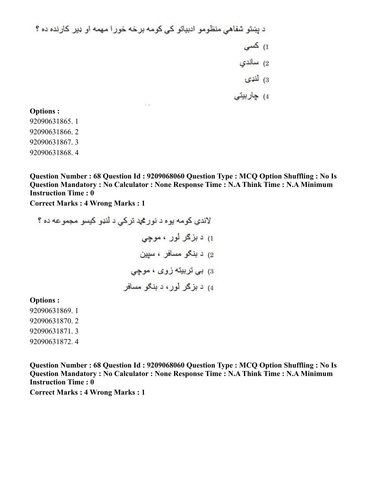CUET PG 2023: LAQP29 – Pashto (Hindi)-Shift 2 (08-06-2023) Question Paper - Page 106