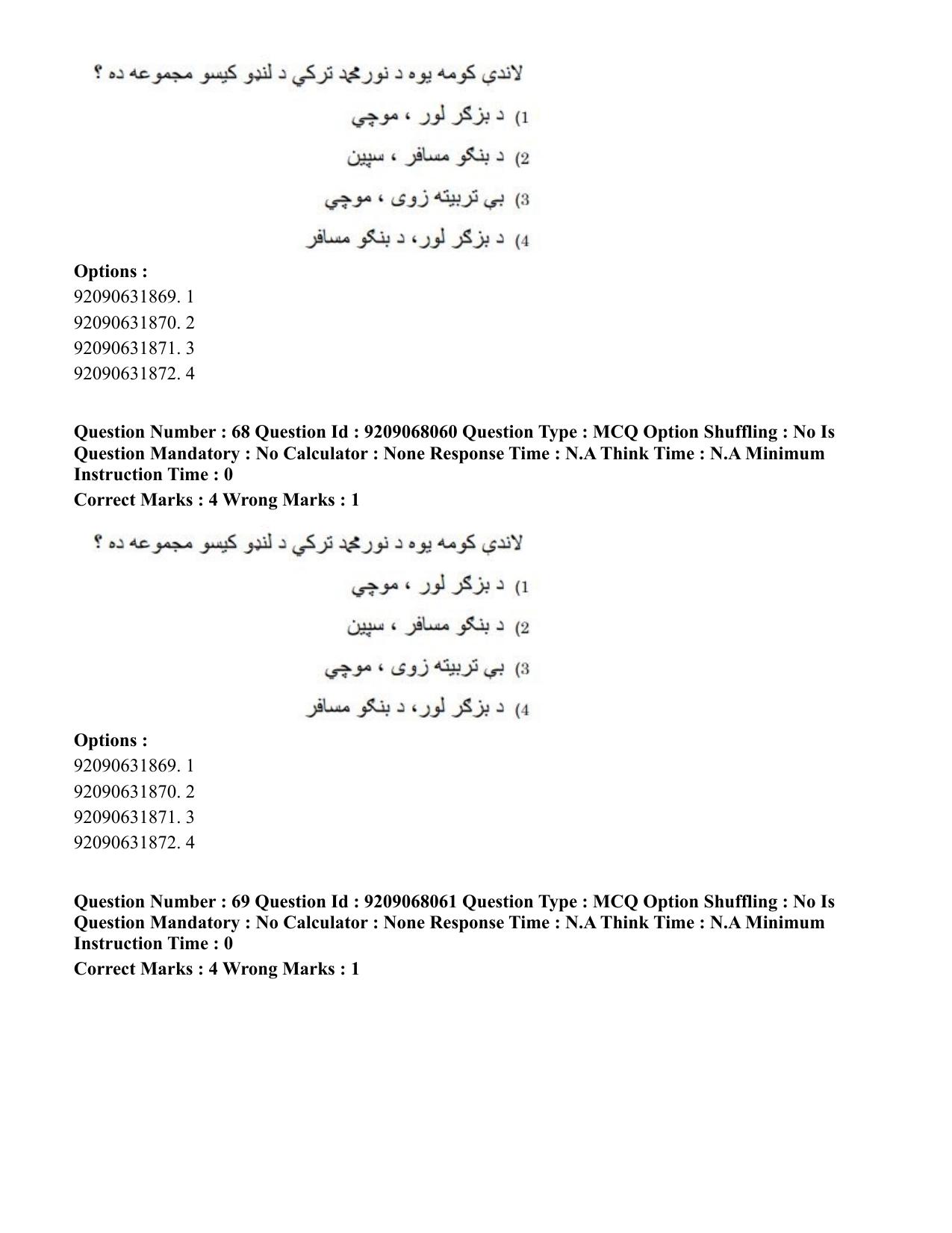 CUET PG 2023: LAQP29 – Pashto (Hindi)-Shift 2 (08-06-2023) Question Paper - Page 107