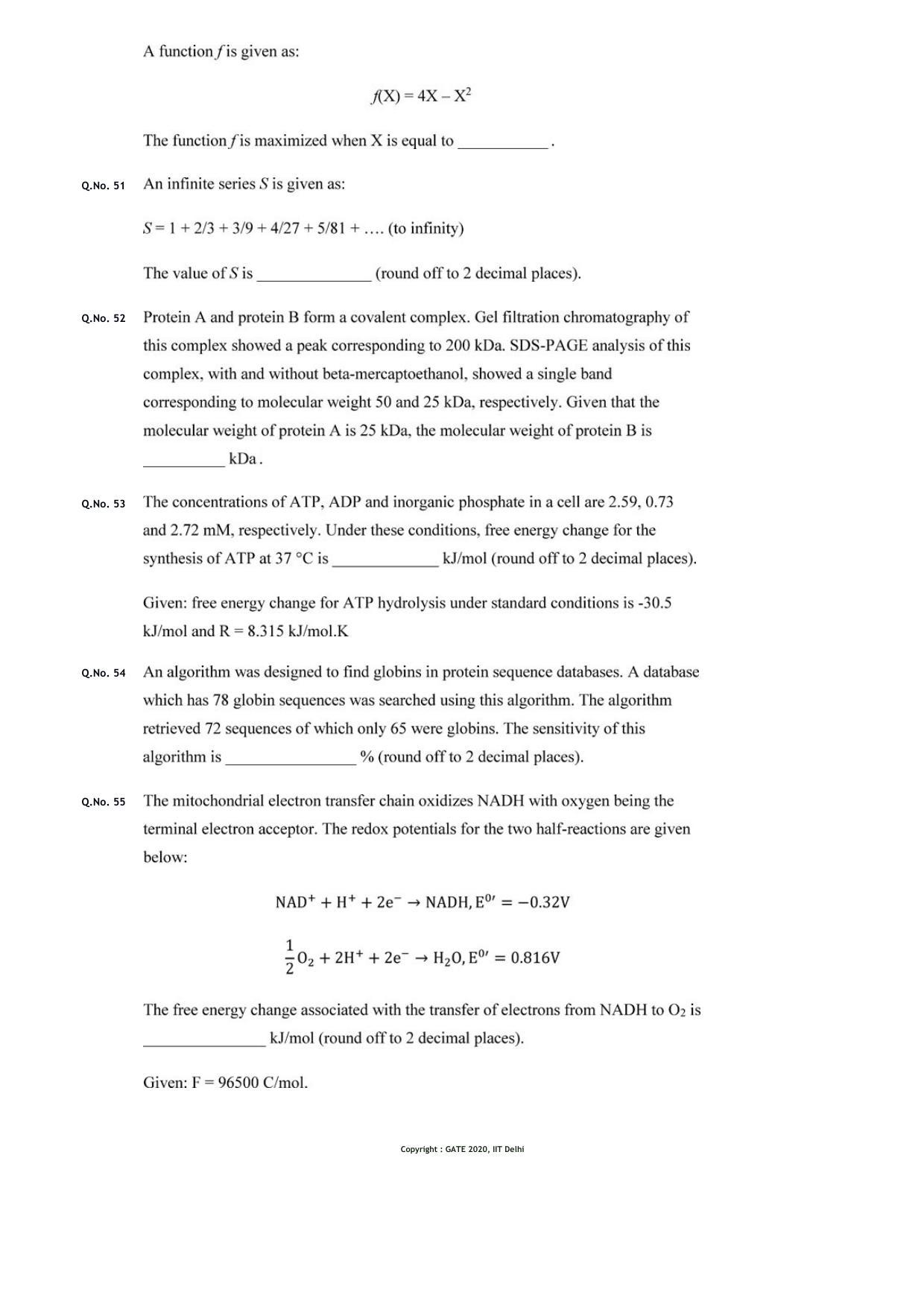 GATE 2020 Biotechnology (BT) Question Paper - Page 14