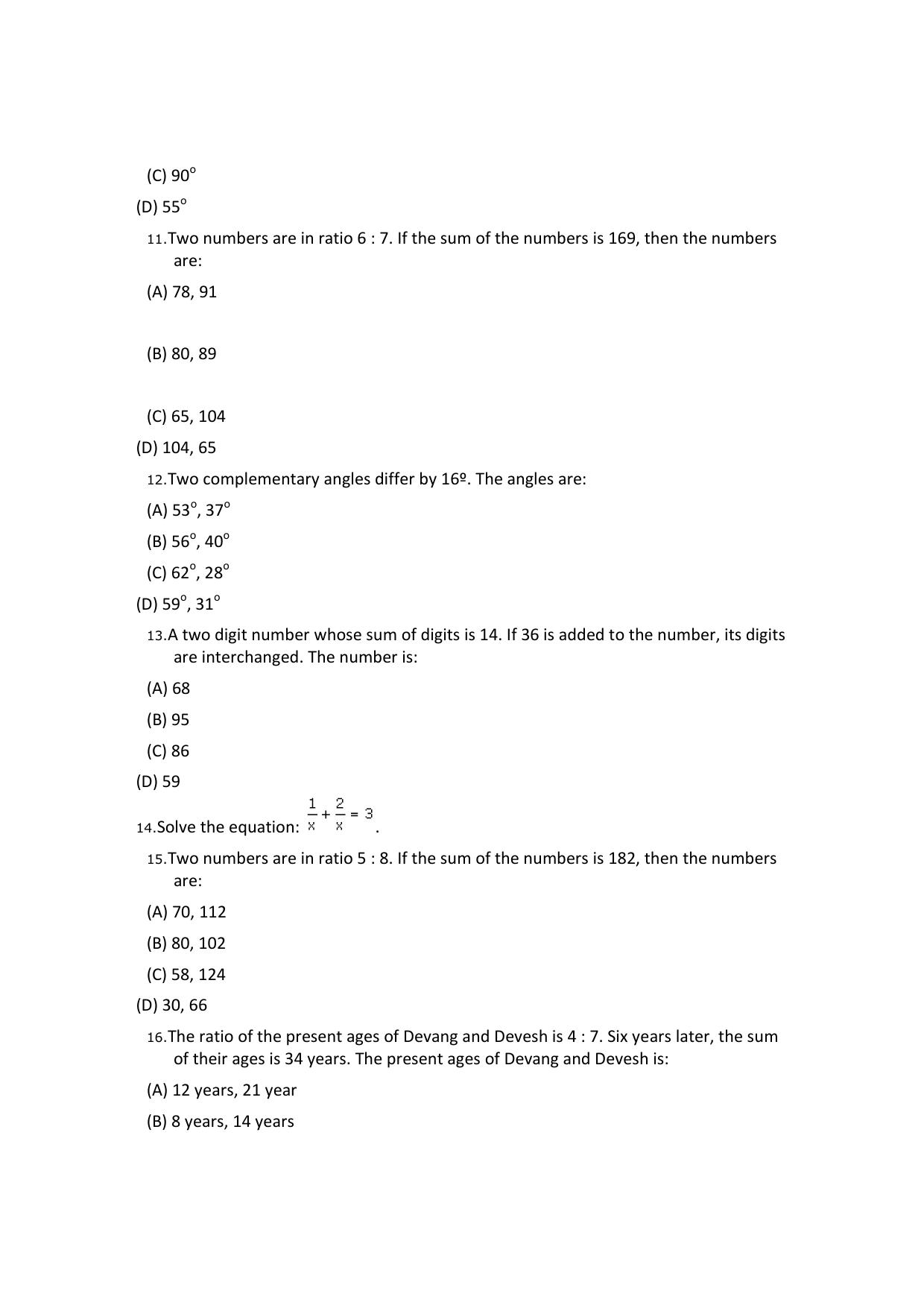 CBSE Worksheets for Class 8 Mathematics Linear Equations in One Variable Assignment 5 - Page 3