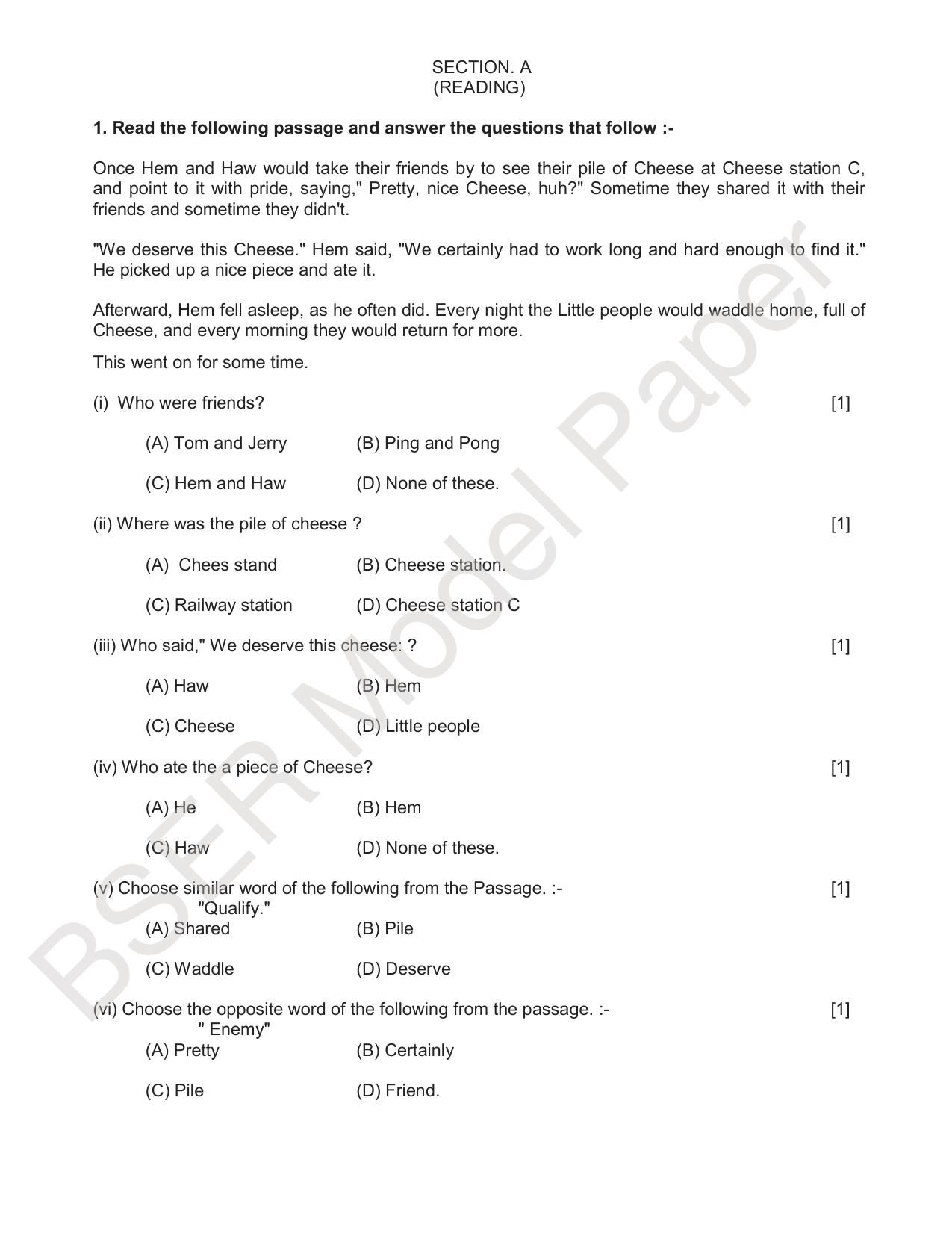 RBSE 2024 Secondary Model Question Paper - Page 15