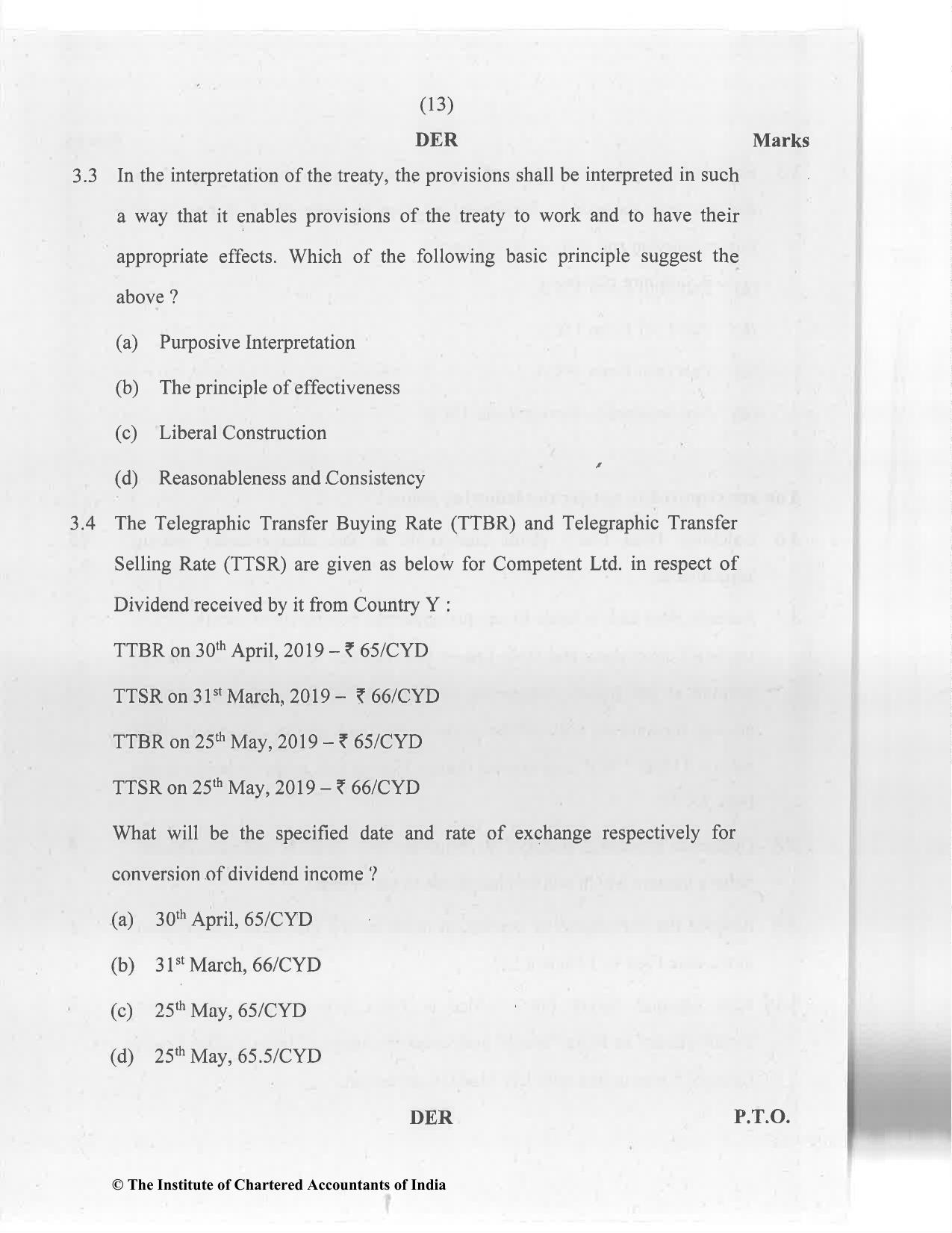 CA Final Jan 2021 Question Paper - Paper 6C – International Taxation - Page 13