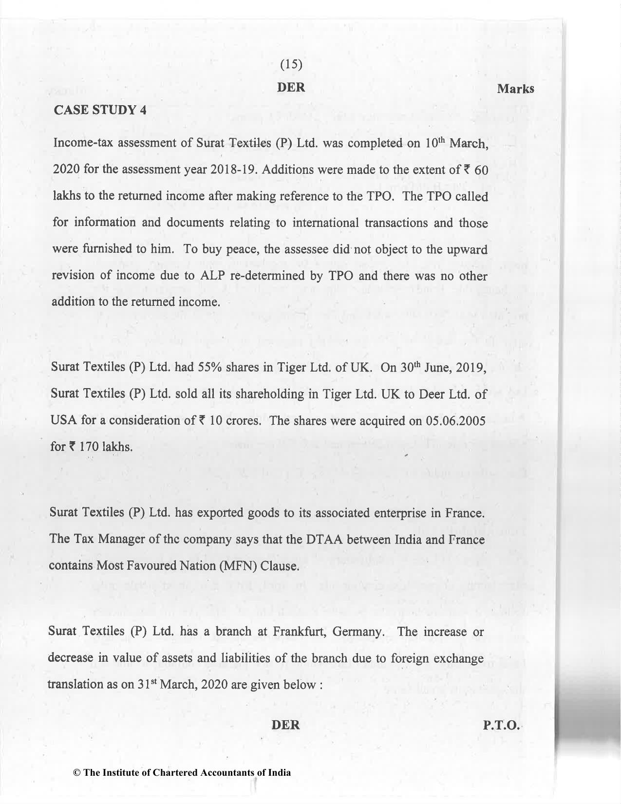 CA Final Jan 2021 Question Paper - Paper 6C – International Taxation - Page 15