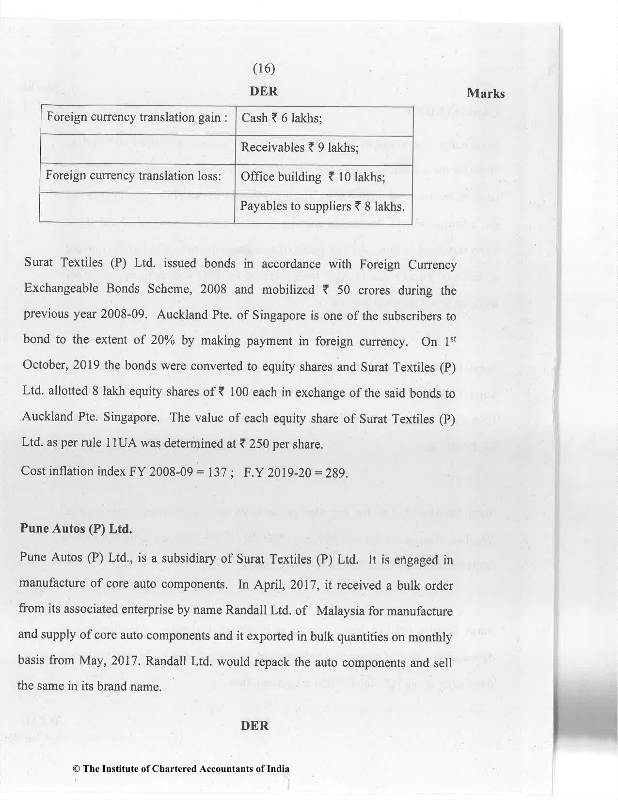 CA Final Jan 2021 Question Paper - Paper 6C – International Taxation - Page 16