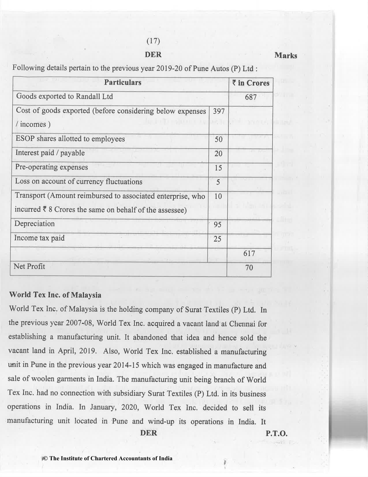 CA Final Jan 2021 Question Paper - Paper 6C – International Taxation - Page 17