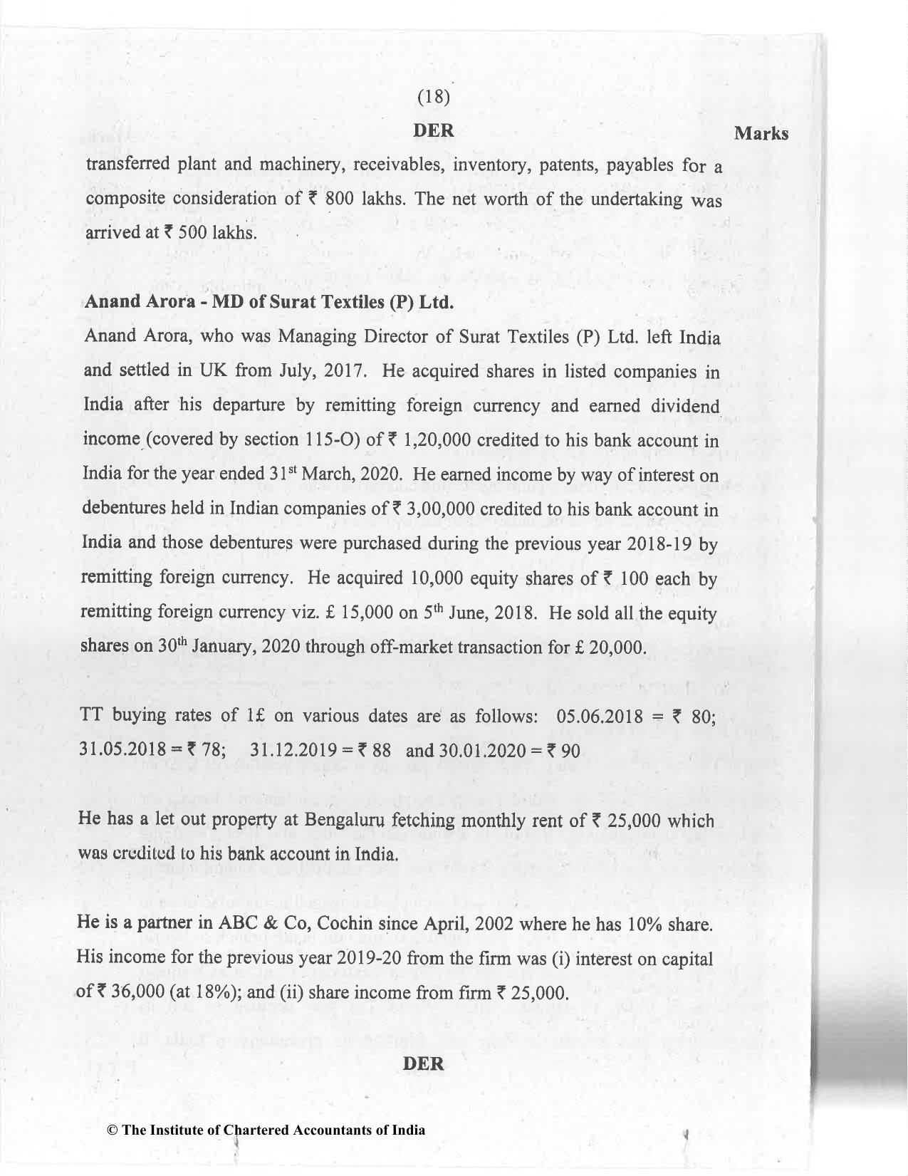 CA Final Jan 2021 Question Paper - Paper 6C – International Taxation - Page 18