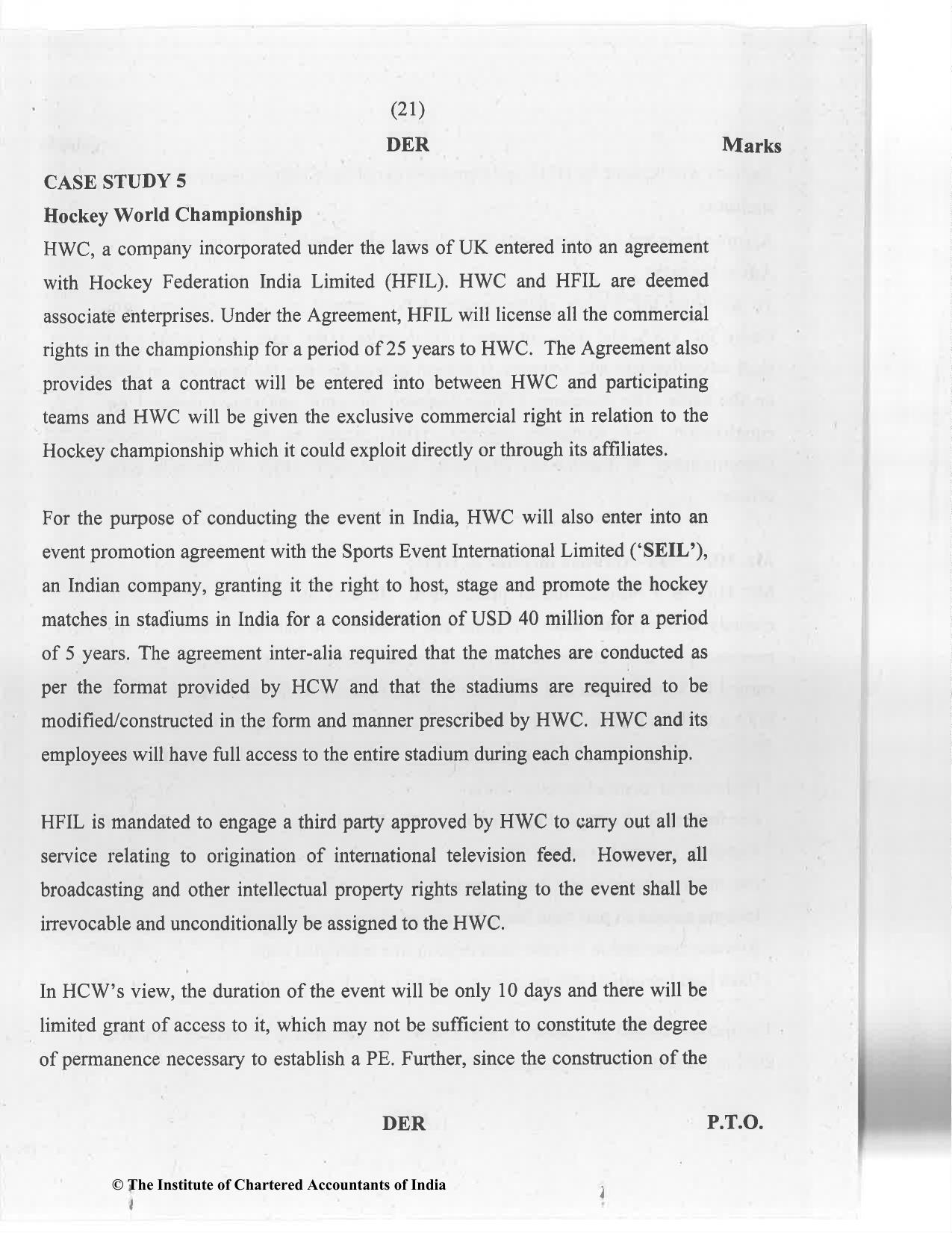 CA Final Jan 2021 Question Paper - Paper 6C – International Taxation - Page 21