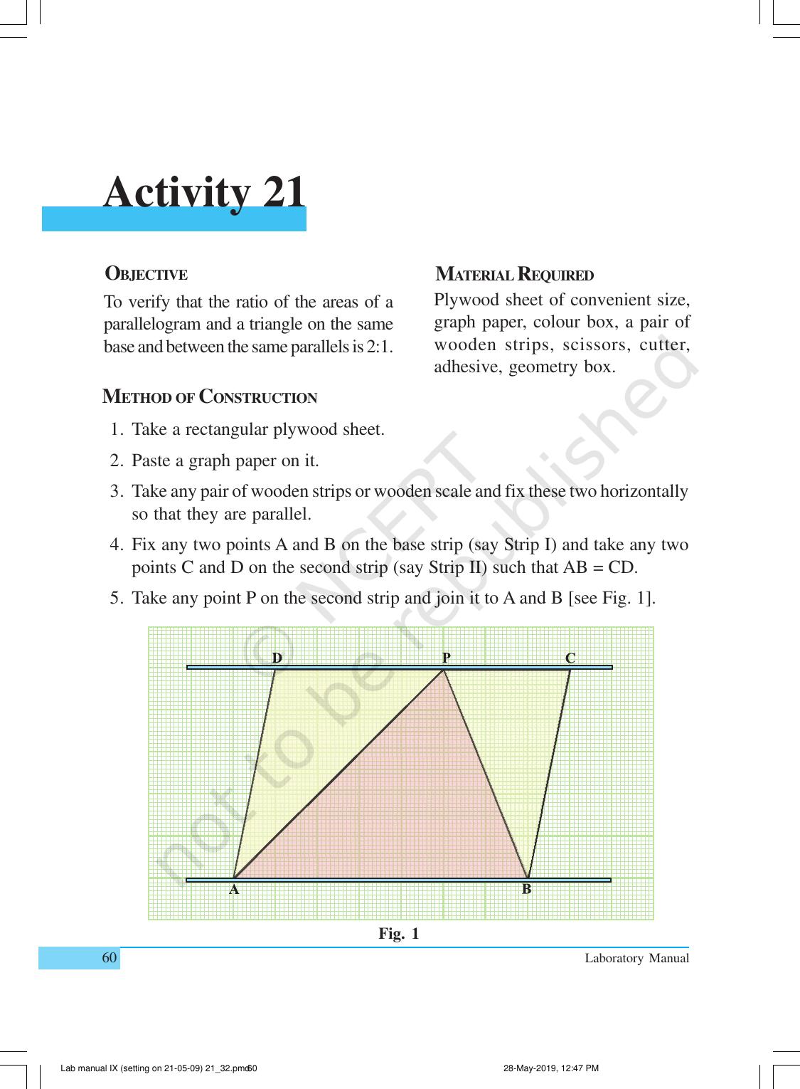 NCERT Laboratory Manuals for Class IX Mathematics - Activities for Class IX (21 to 34) - Page 1
